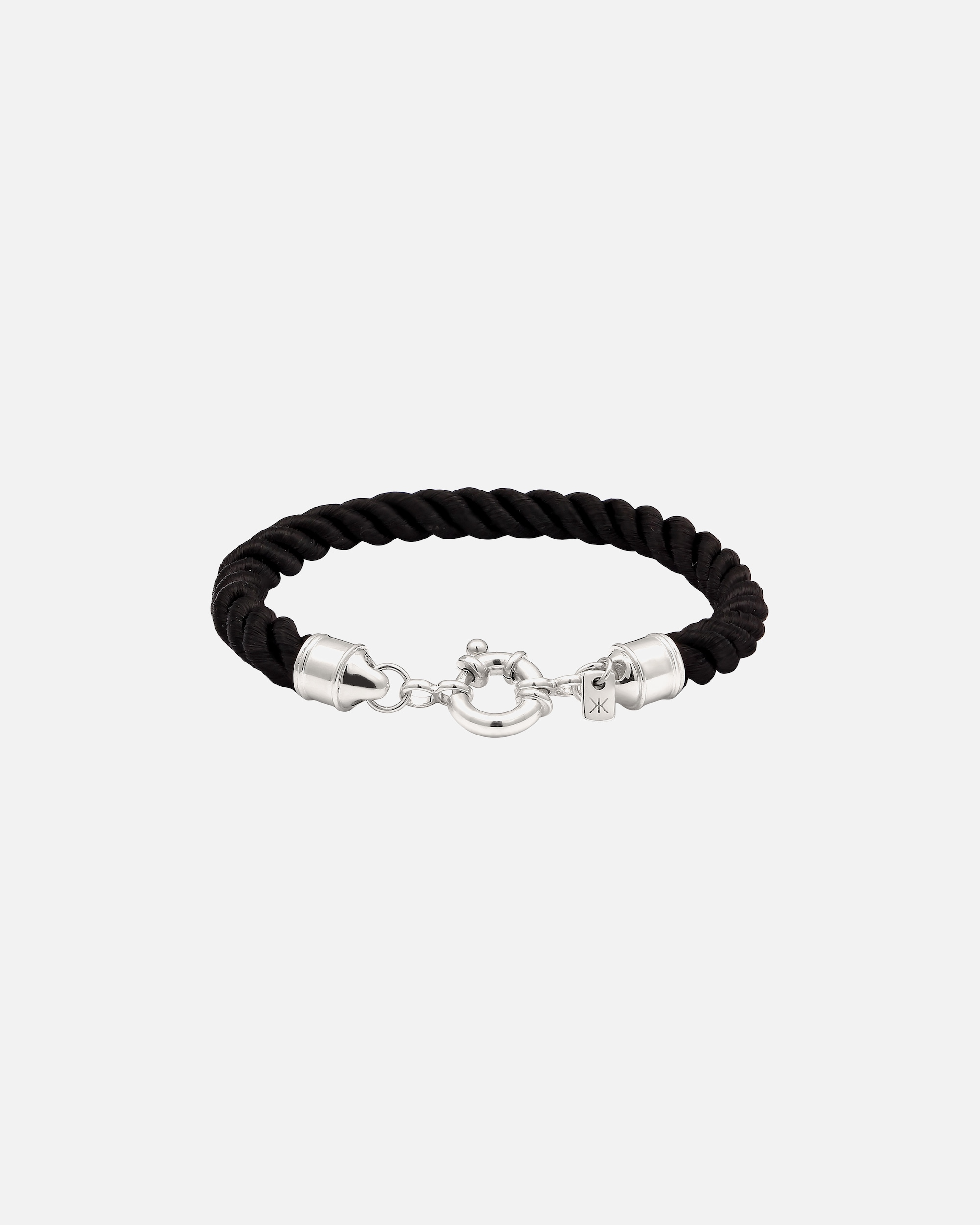 Armband für Männlich KUZZOI Textil Kordel Schwarz 925 Sterling Silber 19