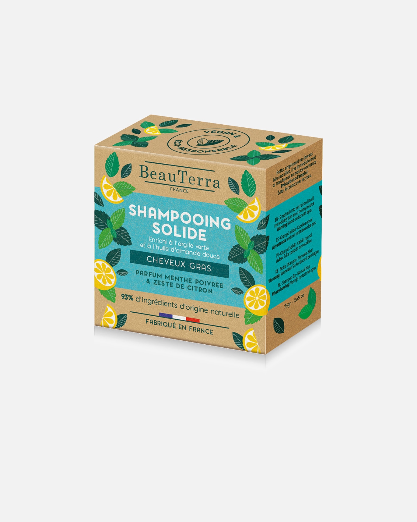 Shampoo für Unisex SOLIDE Shampoo mit Minze und Zitronenschale 75 gr