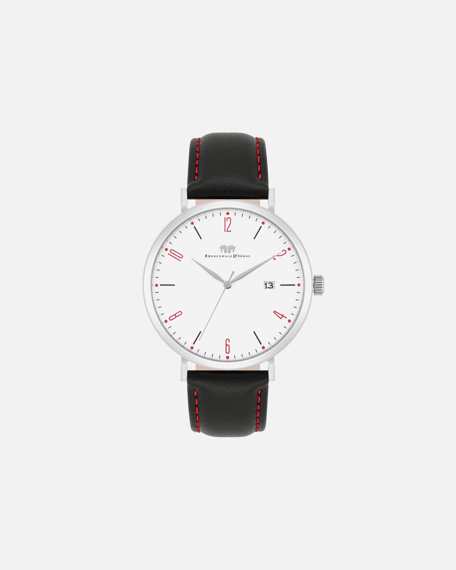 Uhr für Männlich Rhodenwald & Söhne Quarzuhr Arakon II Silber Echtleder in Schwarz 1 Stück