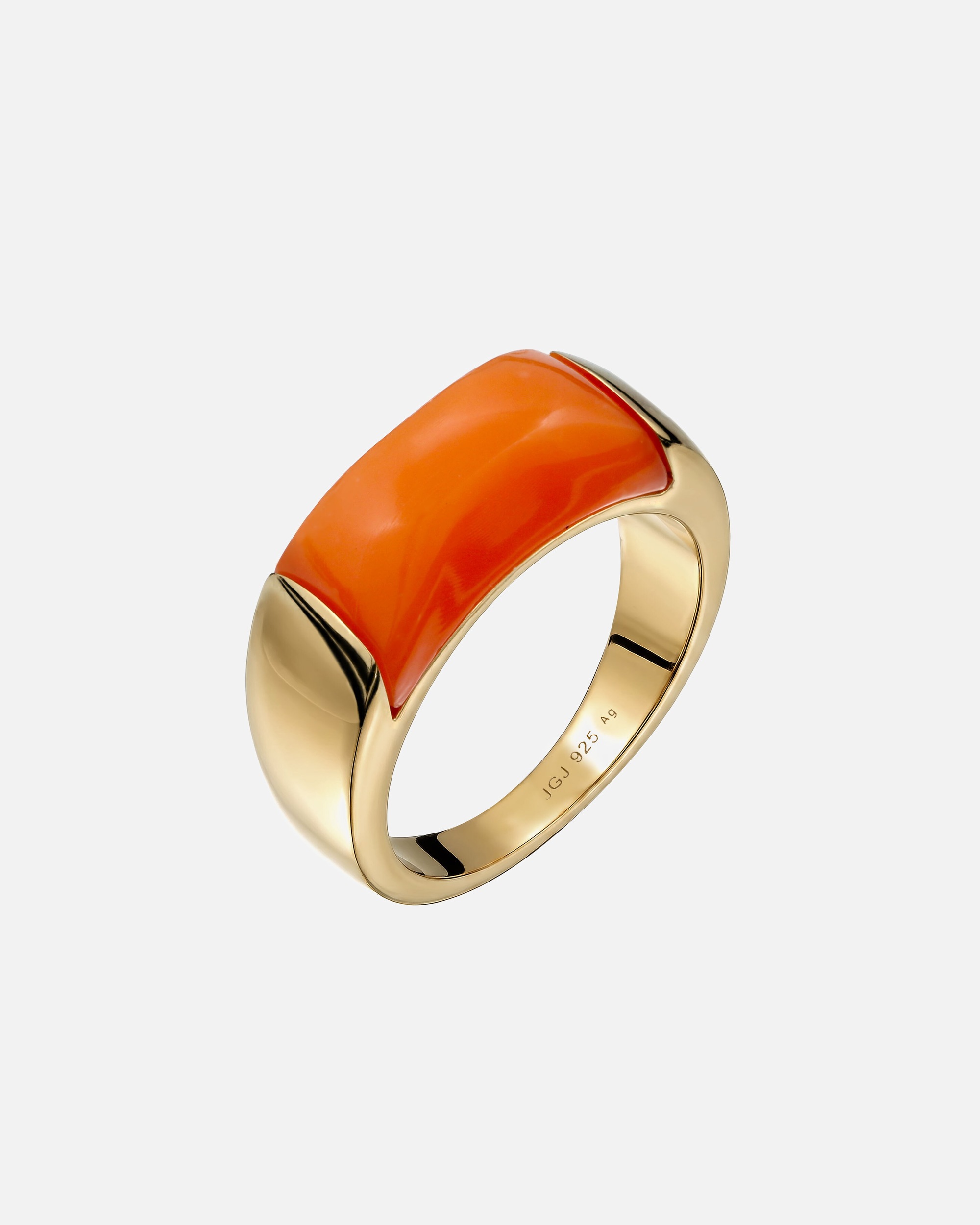 Ring für Weiblich Elli Signet Rechteck Harz 925 Sterling Silber vergoldet 54
