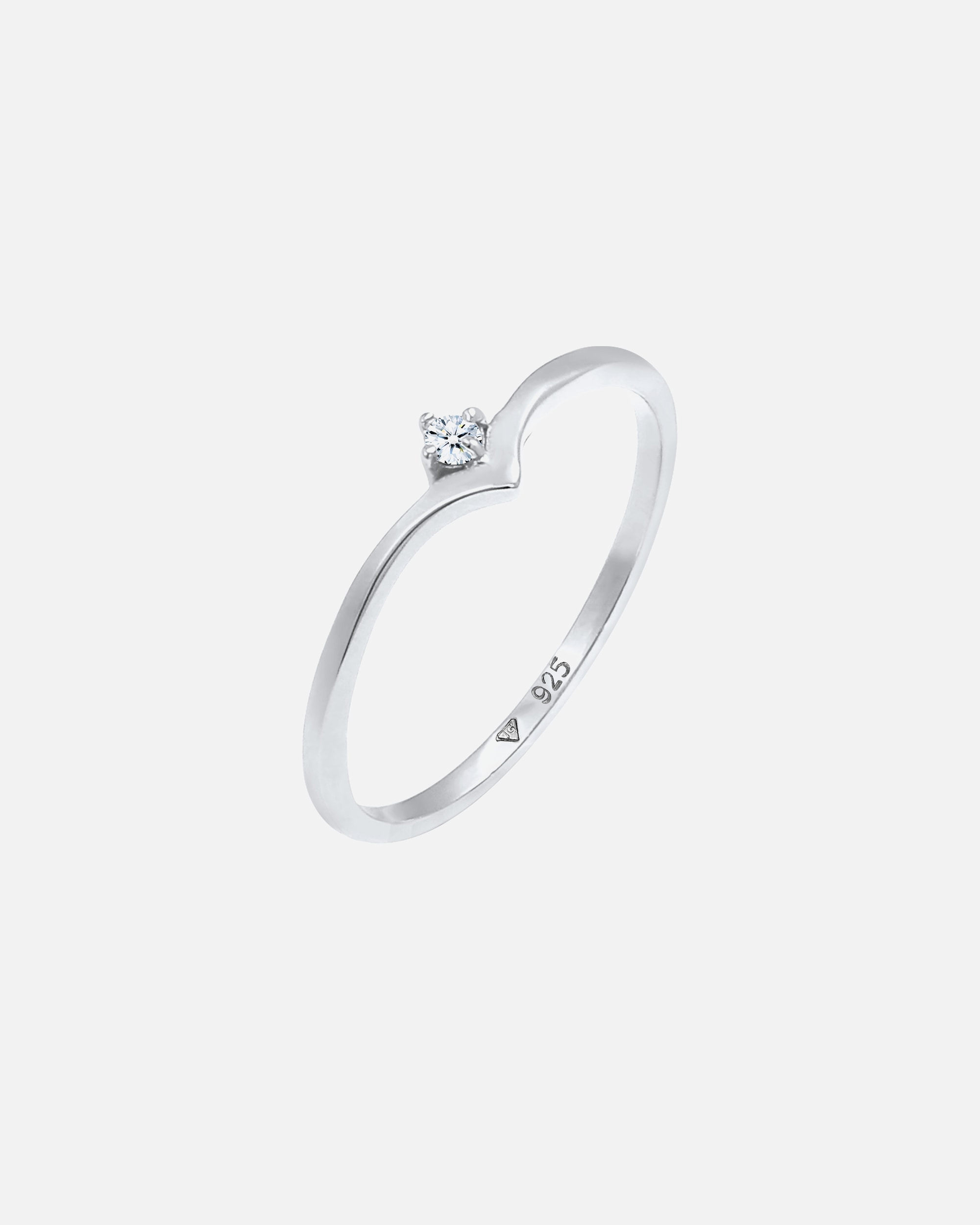 Ring für Weiblich Elli DIAMONDS Solitär Diamant (0.03 ct.) V-Form 925 Silber 58