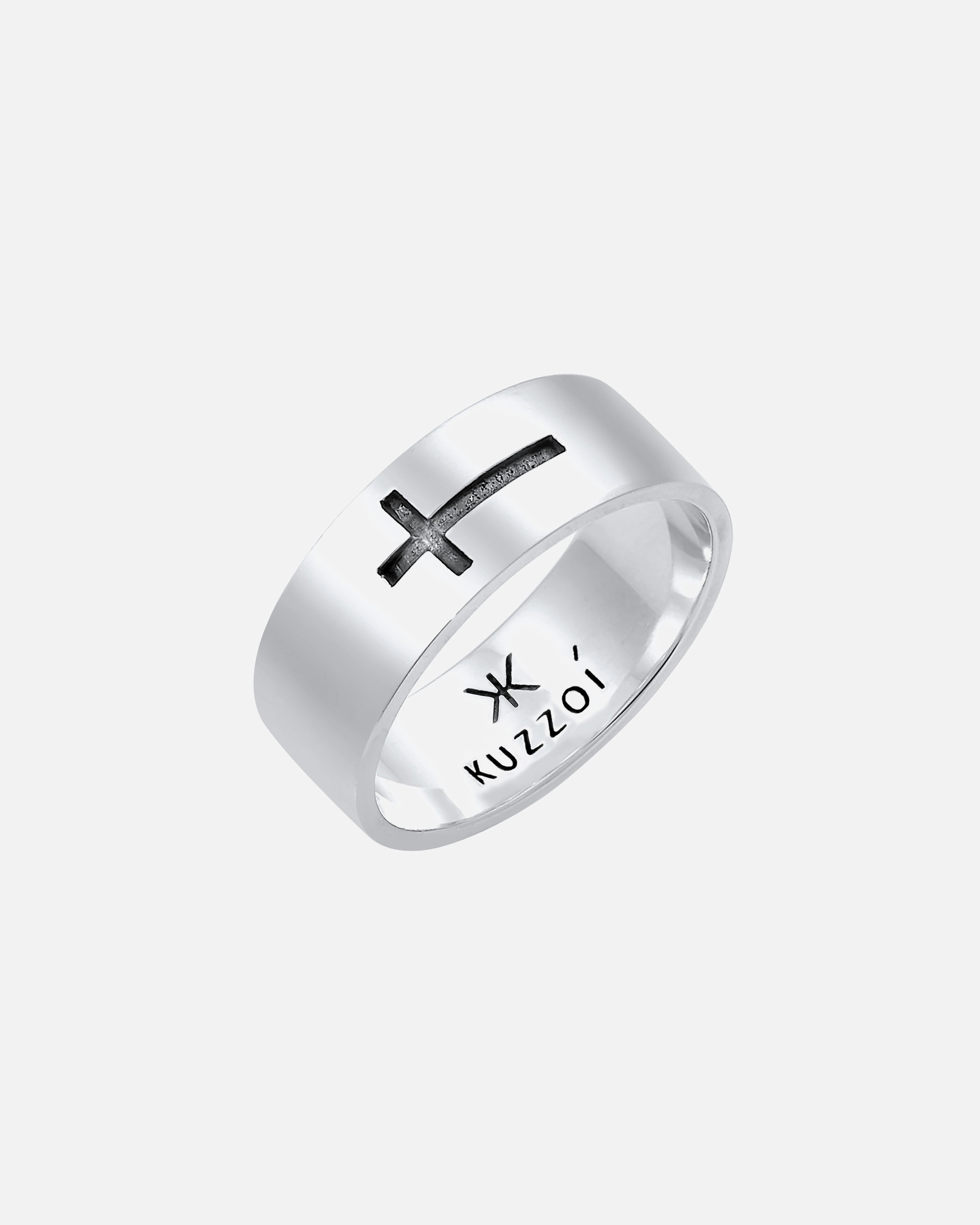 Ring für Männlich KUZZOI Herren Bandring Glanz Kreuz Oxidiert 925 Silber 66