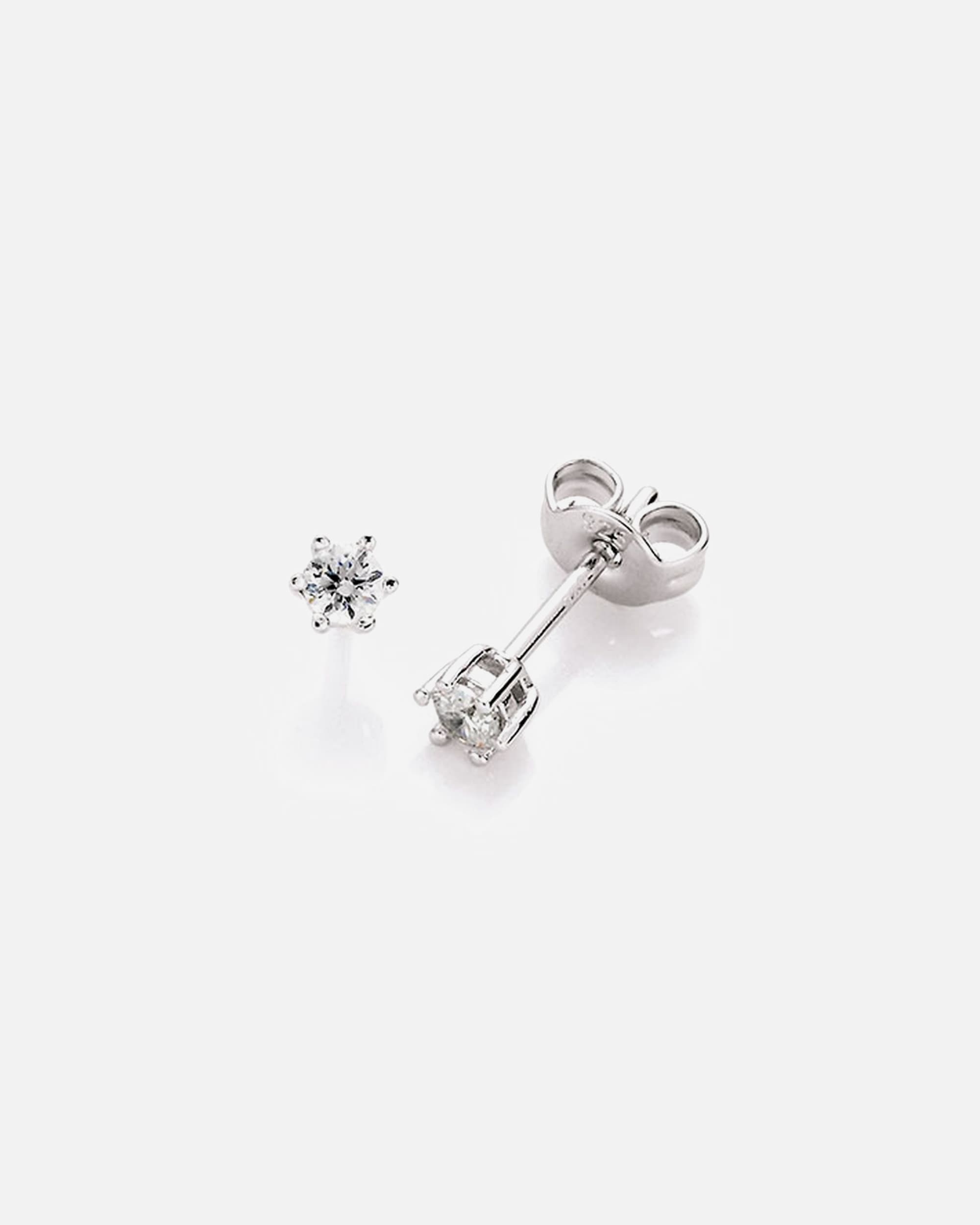 Ohrringe für Weiblich Smart Jewel Ohrstecker Zirkonia in Krappenfassung, Silber 925 ca. Ø 3mm