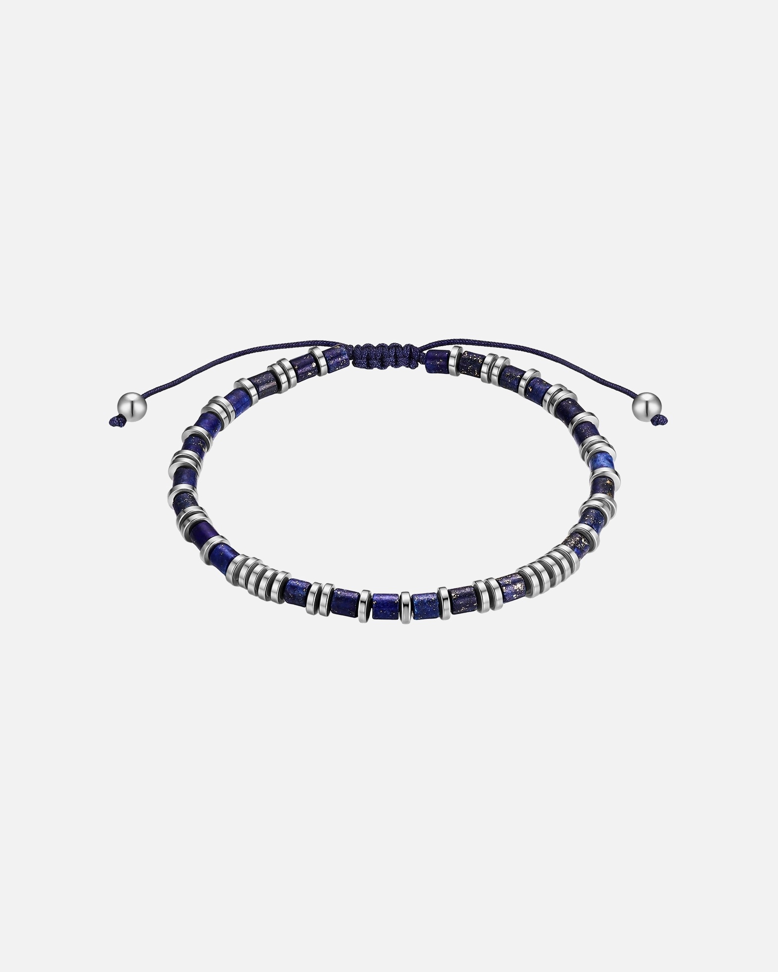 Armband für Männlich Armband aus Edelstahl in silber mit Lapislazuli 19,0 - 23,0 cm, flexibel einstellbar