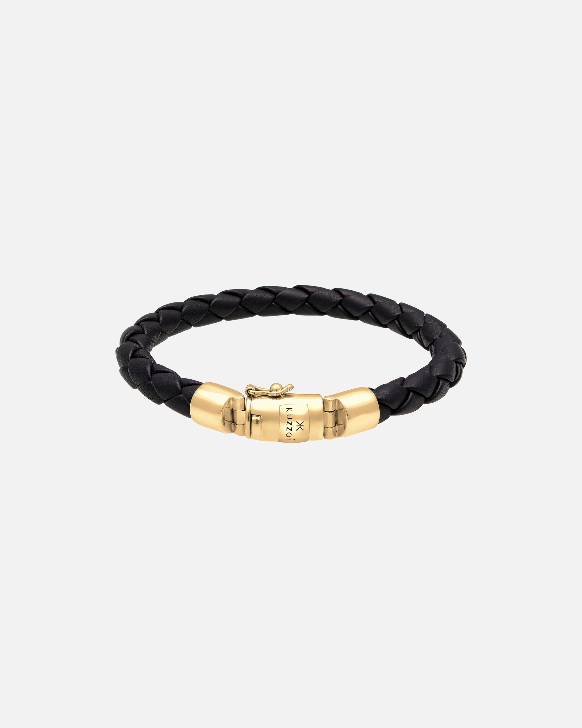 Armband für Männlich KUZZOI Herren Leder Geflochten Kastenverschluss 925 Silber 1 Stück