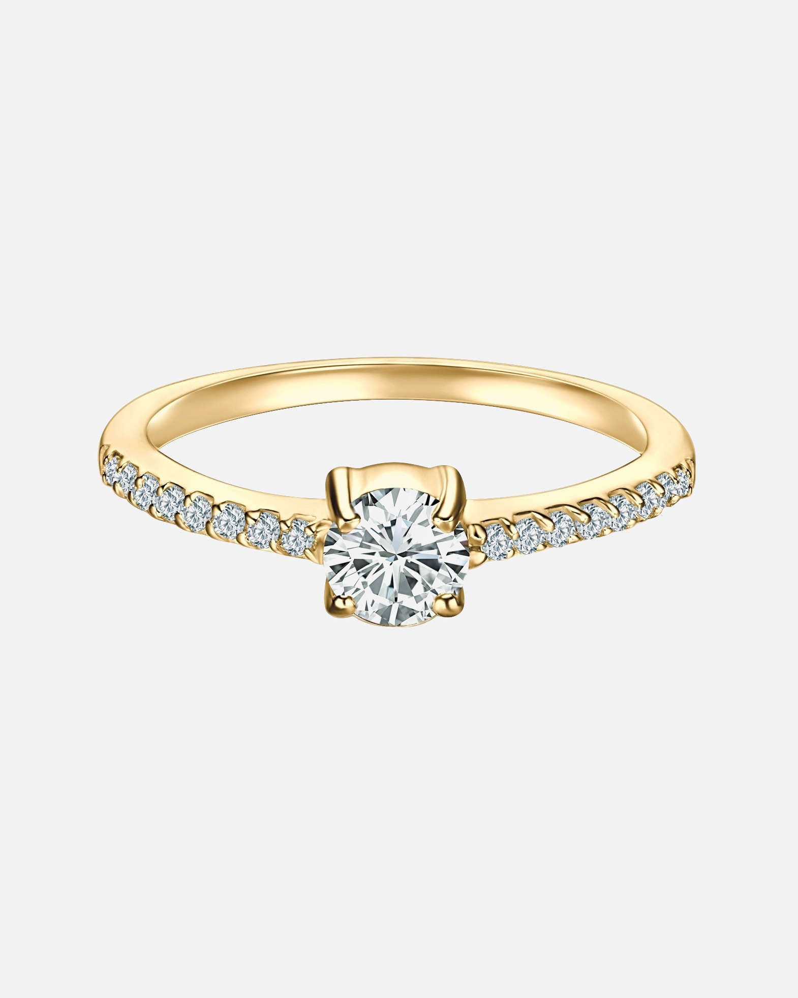 Ring für Weiblich Trilani Solitärring aus Sterling Silber in Gelbgold mit Zirkonia 50
