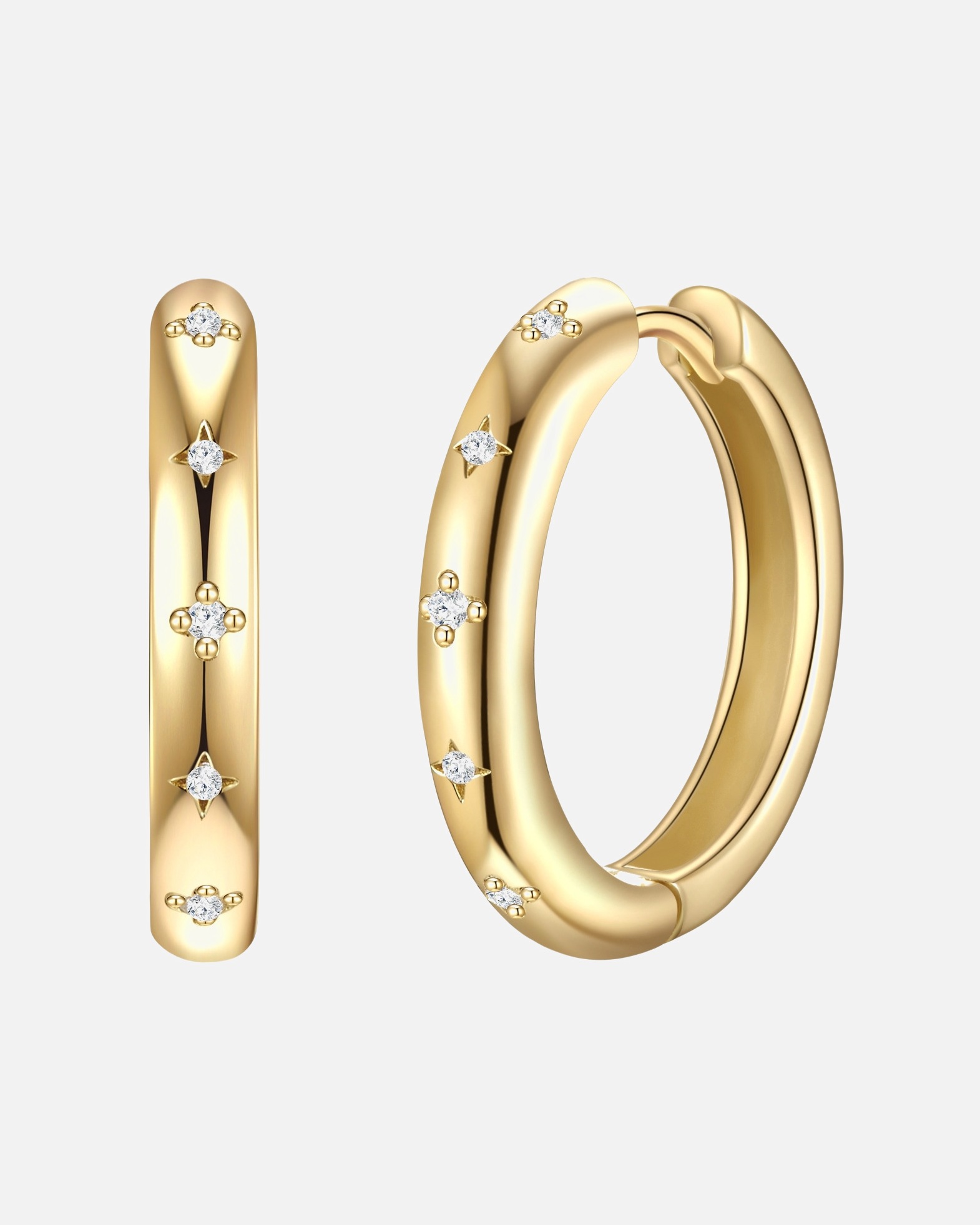 Creolen für Weiblich Glanzstücke München Creolen aus Sterling Silber in gelbgold mit Zirkonia 1 Stück