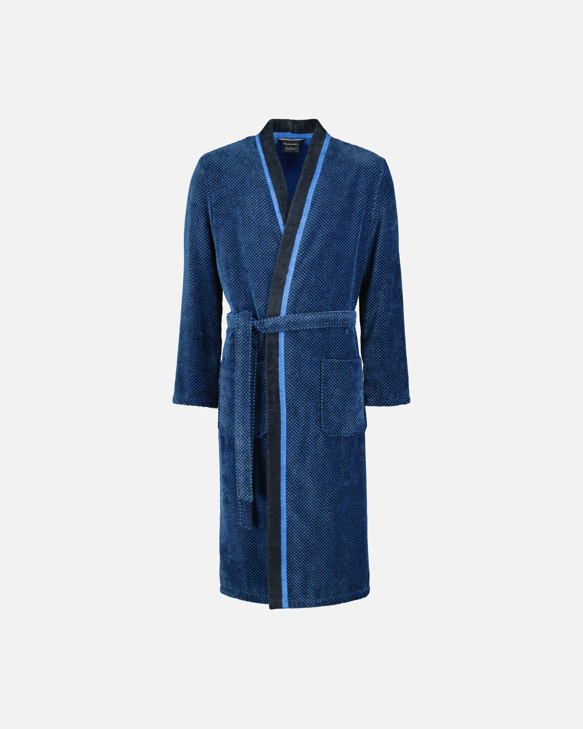 Bademantel für Männlich Cawö Cawö Bademäntel Herren Kimono 4839 blau-schwarz - 19 S