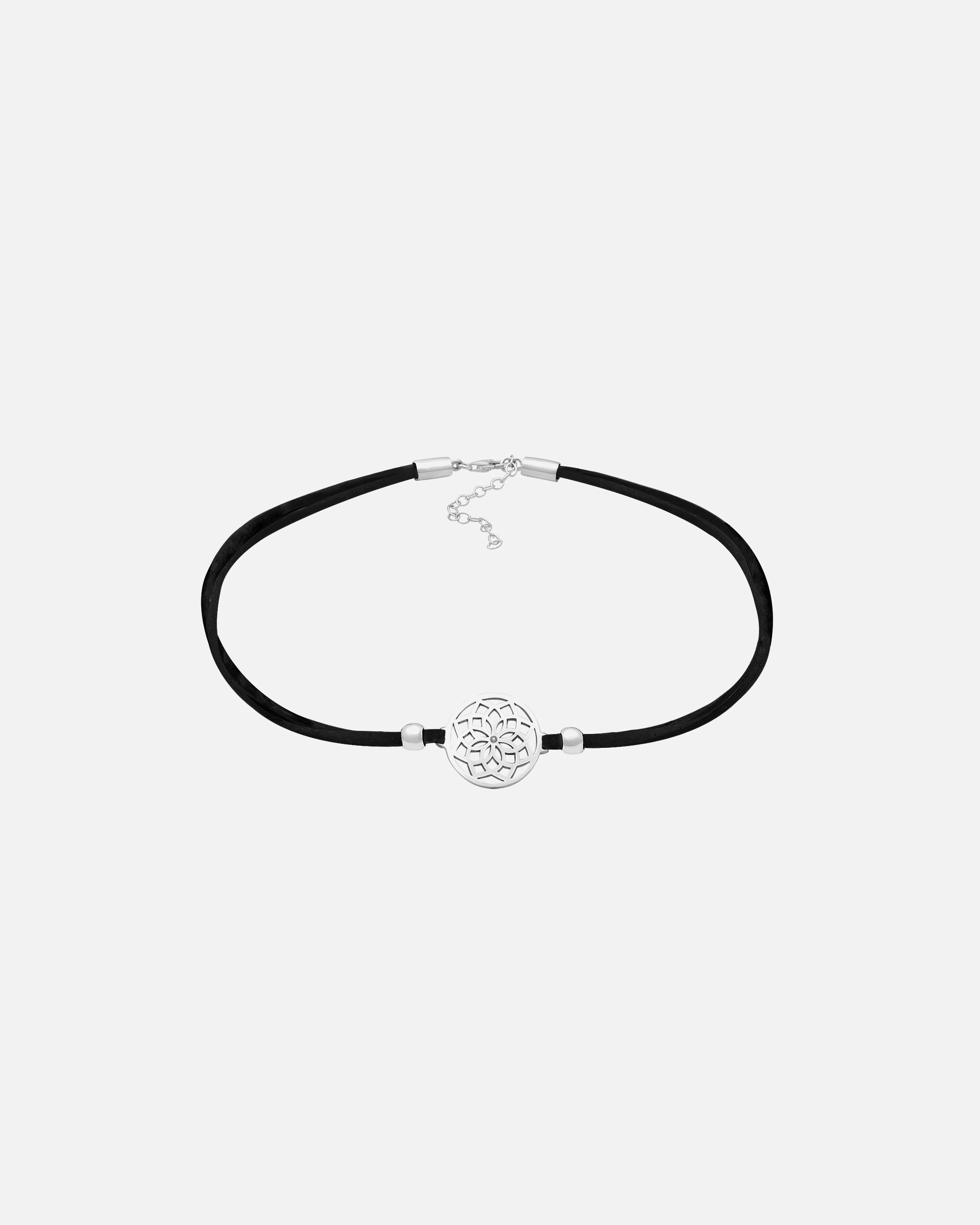 Halskette für Weiblich Elli Choker Blume des Lebens Textilband 925 Silber 1 Stück