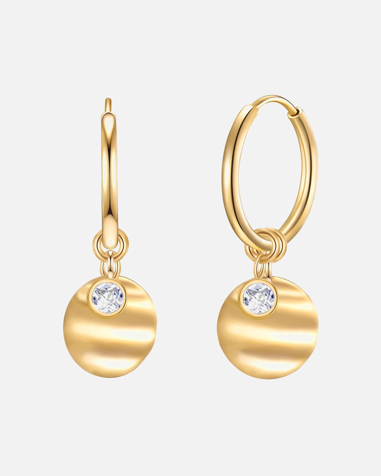 Creolen für Weiblich EASTSIDE Creolen Edelstahl Zirkonia in Gelbgold 1 Stück