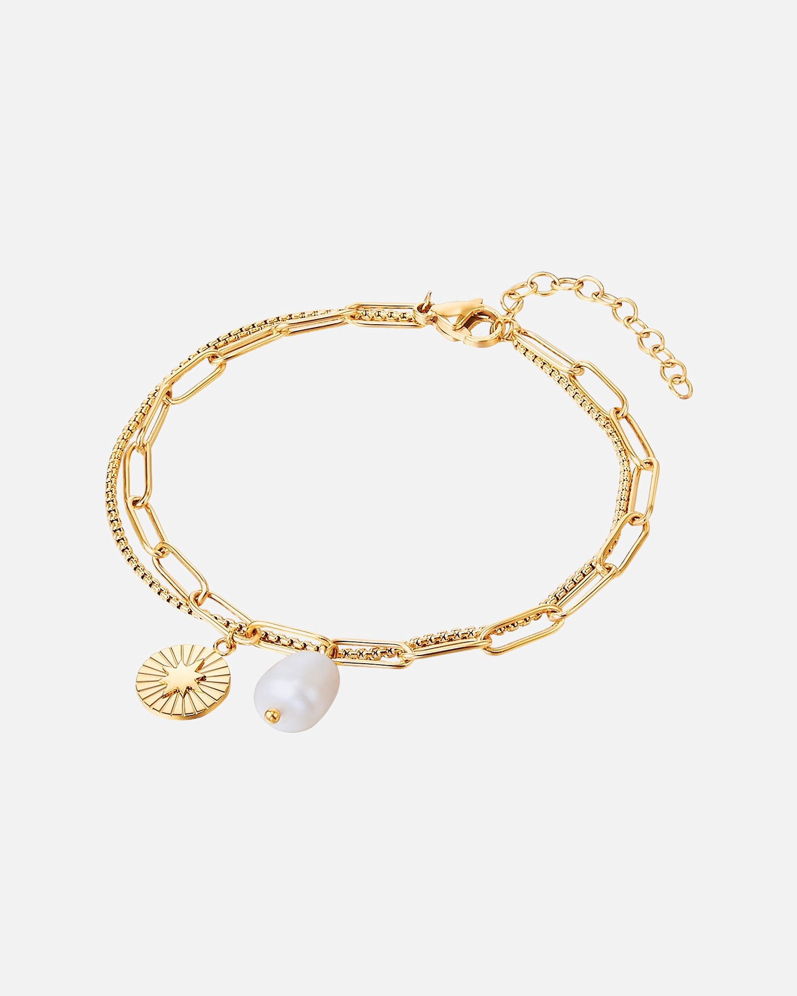 Armband für Weiblich Valero Pearls Armband aus Edelstahl in gelbgold mit Süßwasser-Zuchtperle 1 Stück