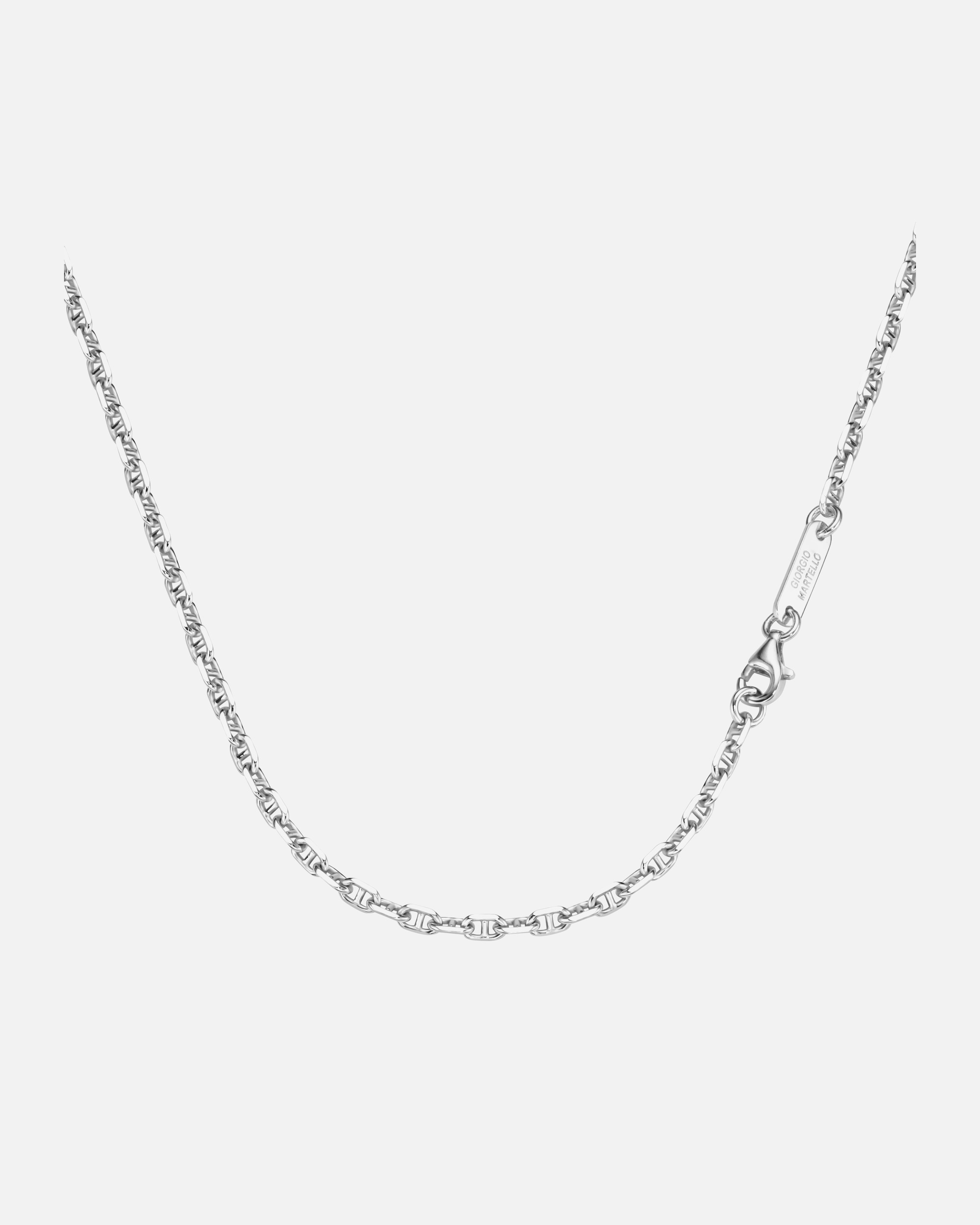 Halskette für Unisex Giorgio Martello Milano Kette Stegankerkette, diamantiert, massiv, Silber 925 50 cm