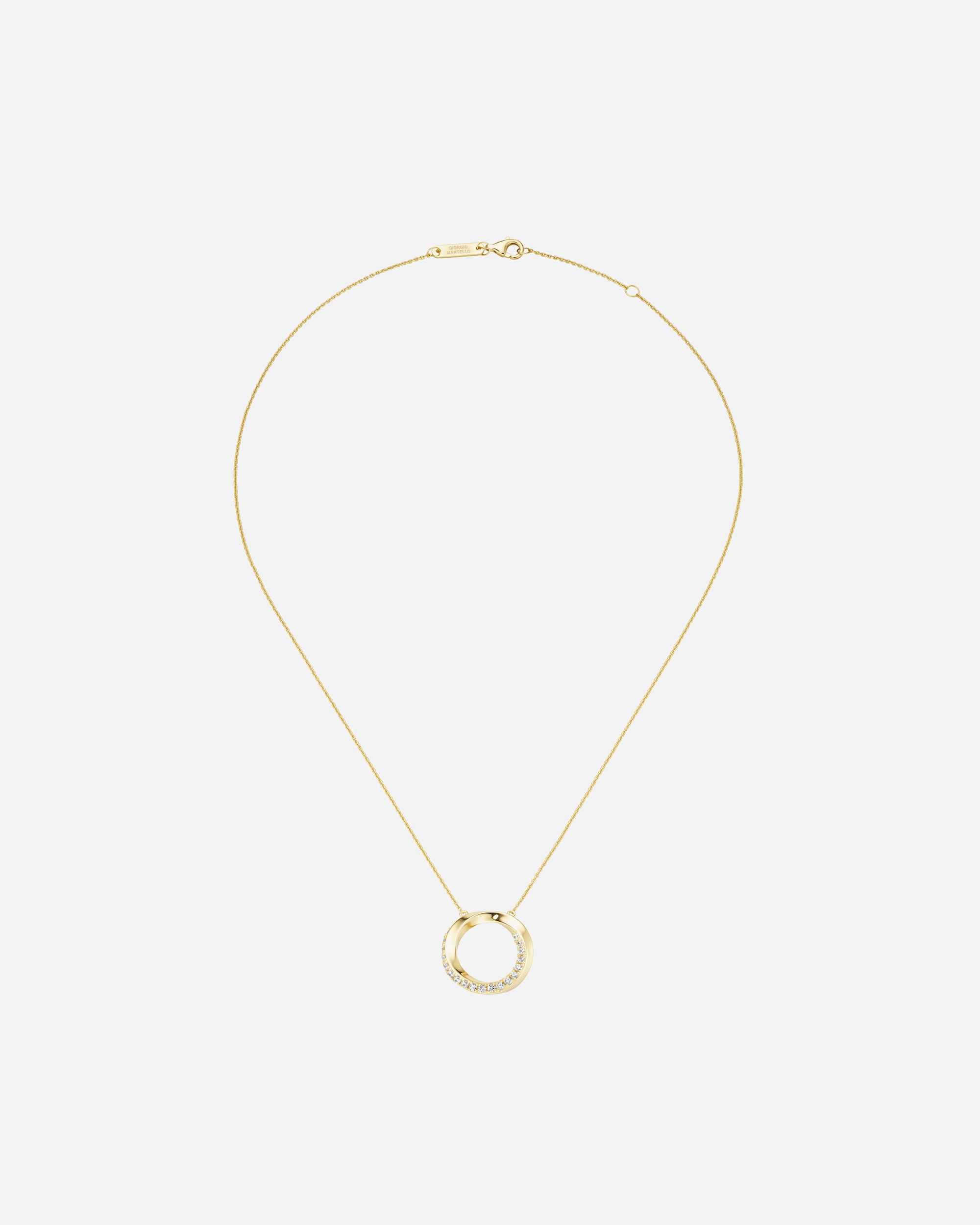Halskette für Unisex Giorgio Martello Milano Collier Mittelteil rund, gedreht, mit weißen Zirkonia, Silber 925 Gold