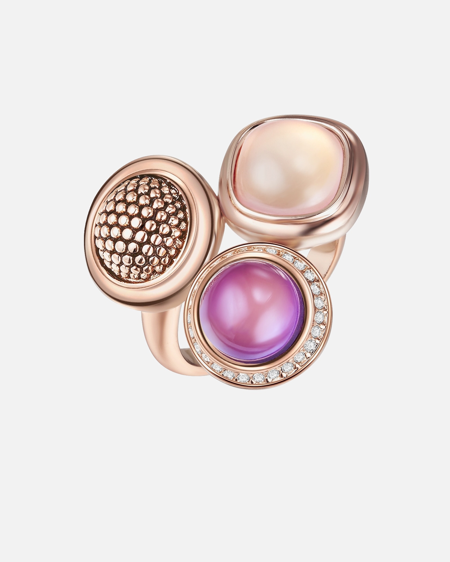 Ring für Weiblich Lulu & Jane Ring Metall-Legierung Glas in Roségold 60