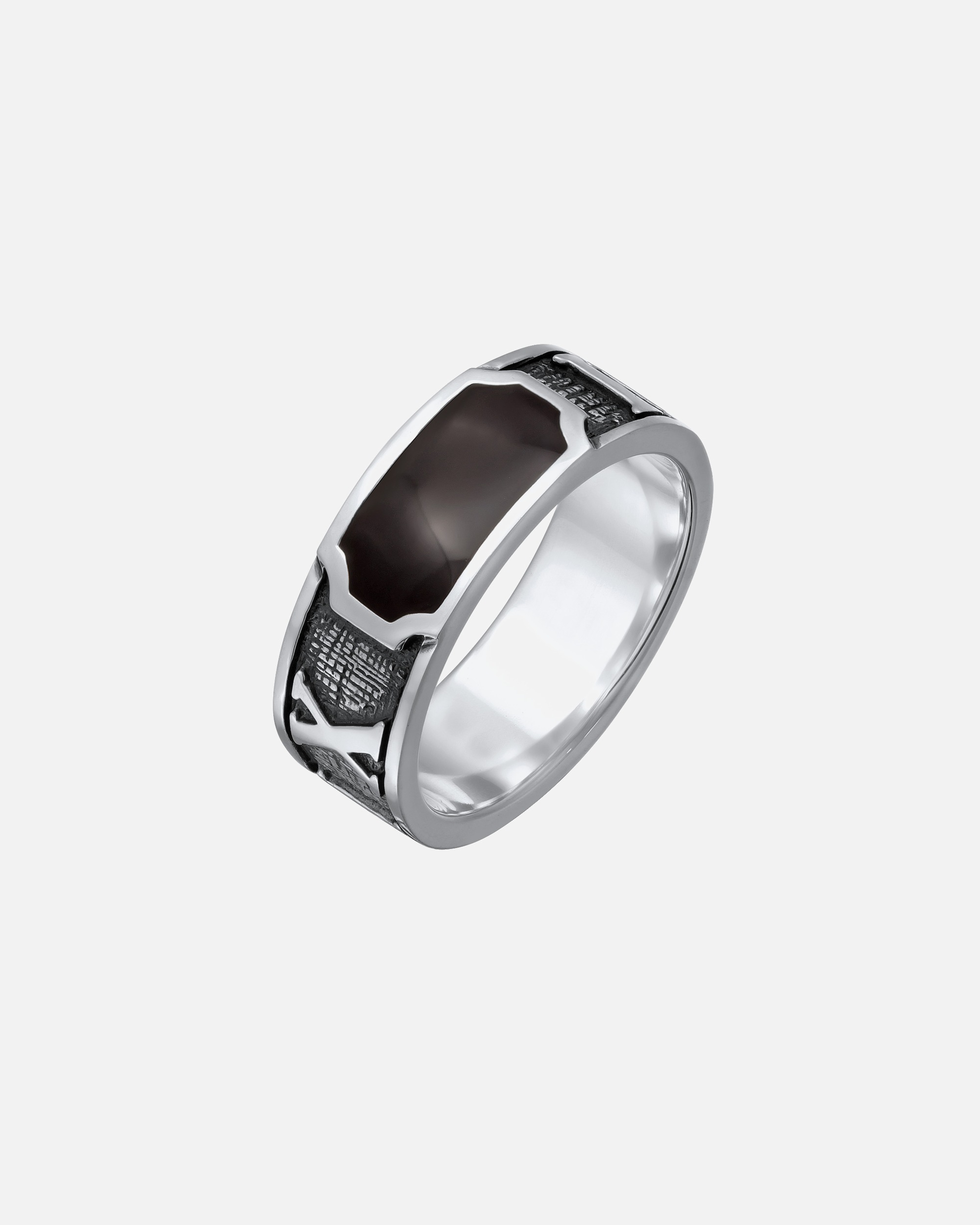 Ring für Männlich KUZZOI Siegelring Römische Zahlenfolge Emaille 925 Silber 1 Stück