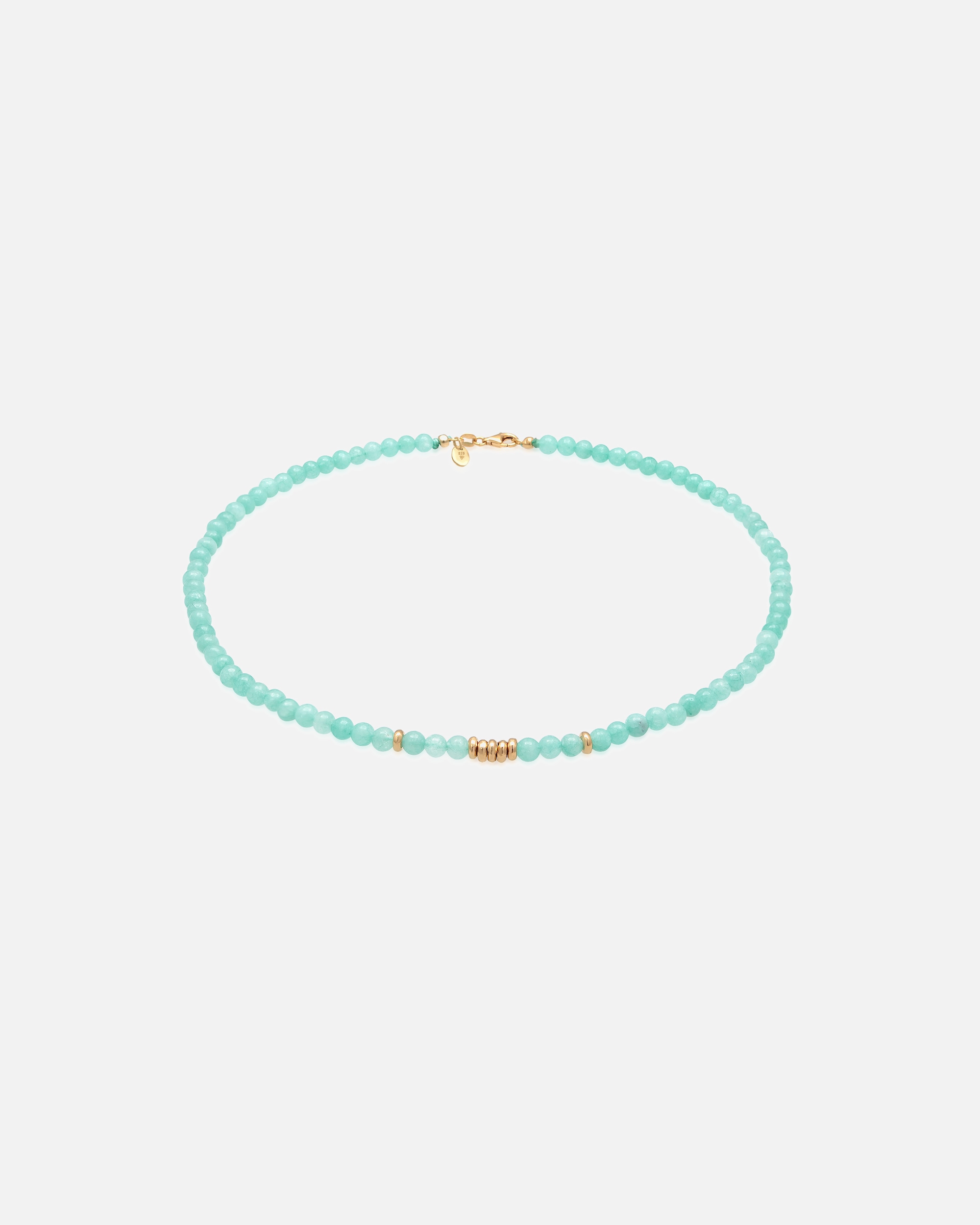Halskette für Weiblich Elli PREMIUM Amazonit Perlen Hellgrün Beads 925 Silber vergoldet 1 Stück