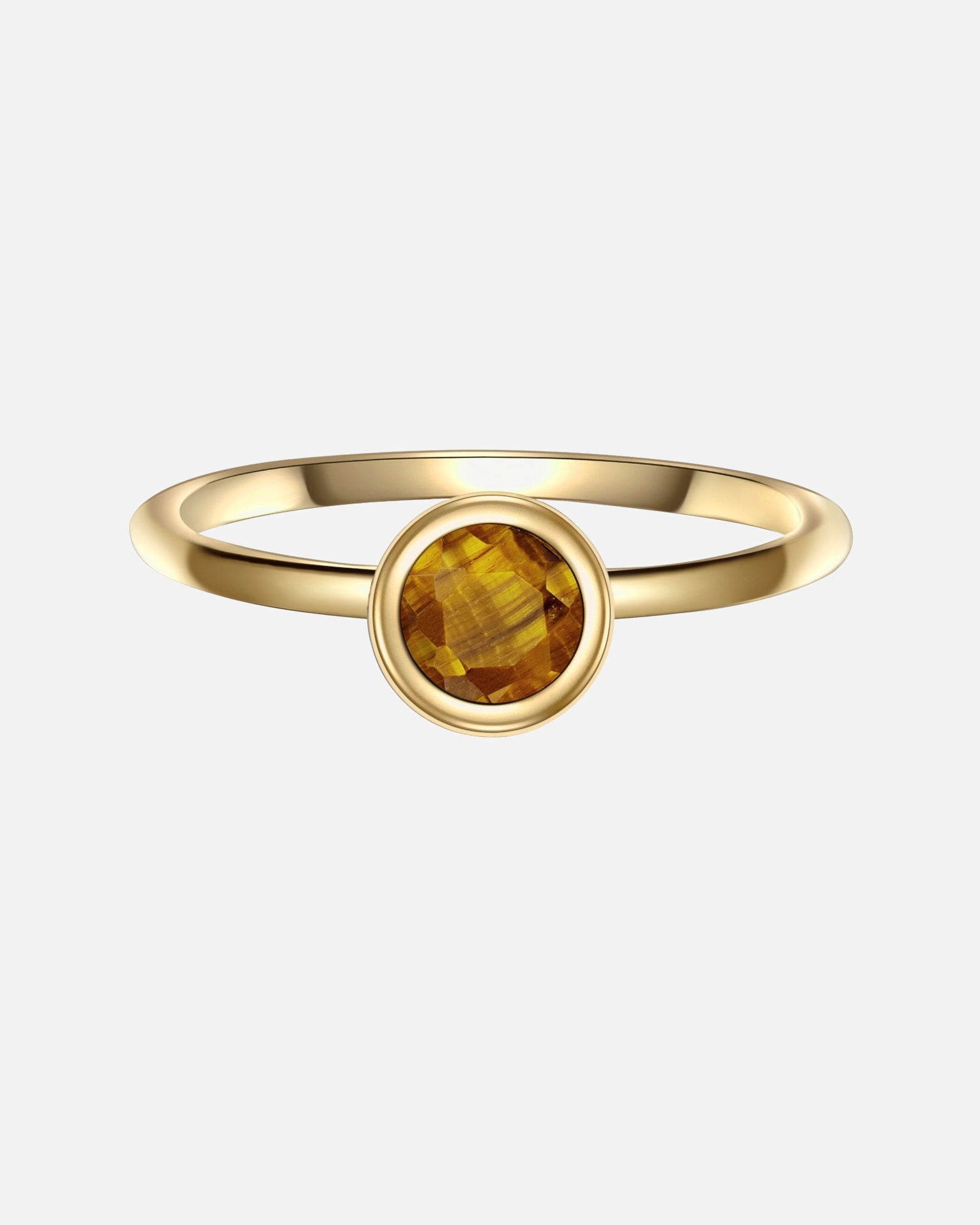 Ring für Weiblich Glanzstücke München Ring aus Sterling Silber in gelbgold mit Tigerauge 48