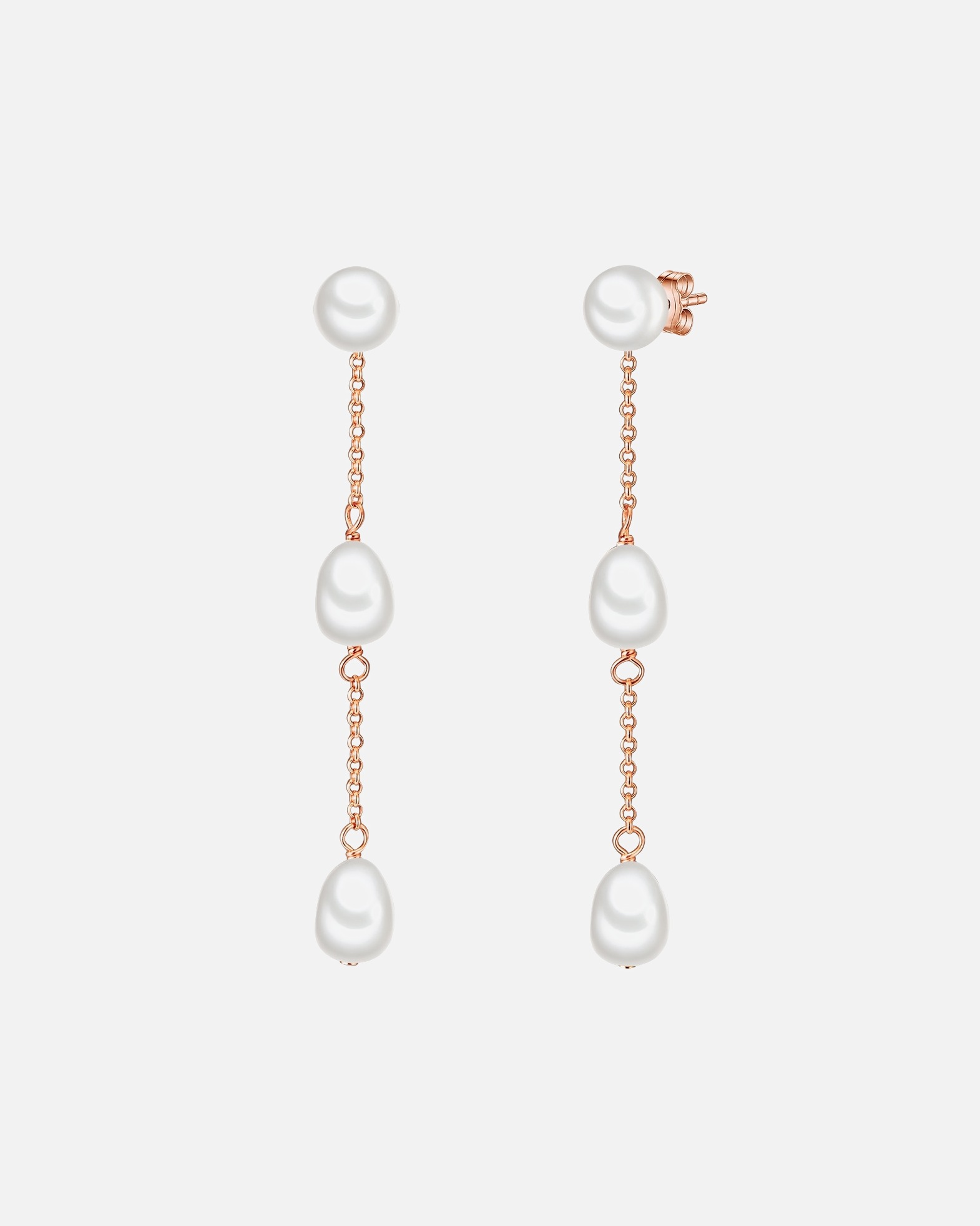 Ohrringe für Weiblich Valero Pearls Perlen-Ohrhänger Sterling Silber Süßwasser-Zuchtperle in Roségold 1 Stück