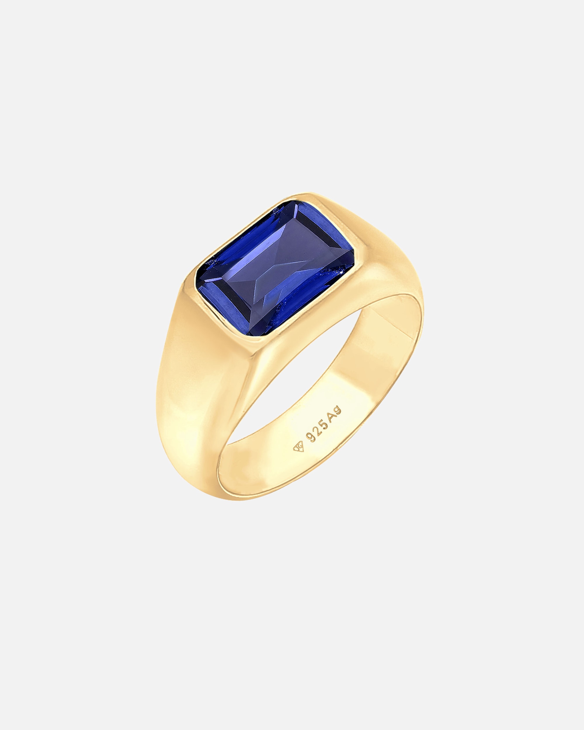 Ring für Weiblich Elli PREMIUM Siegelring Laborgezüchteter Saphir Dunkelblau 925 Sterling Silber 52