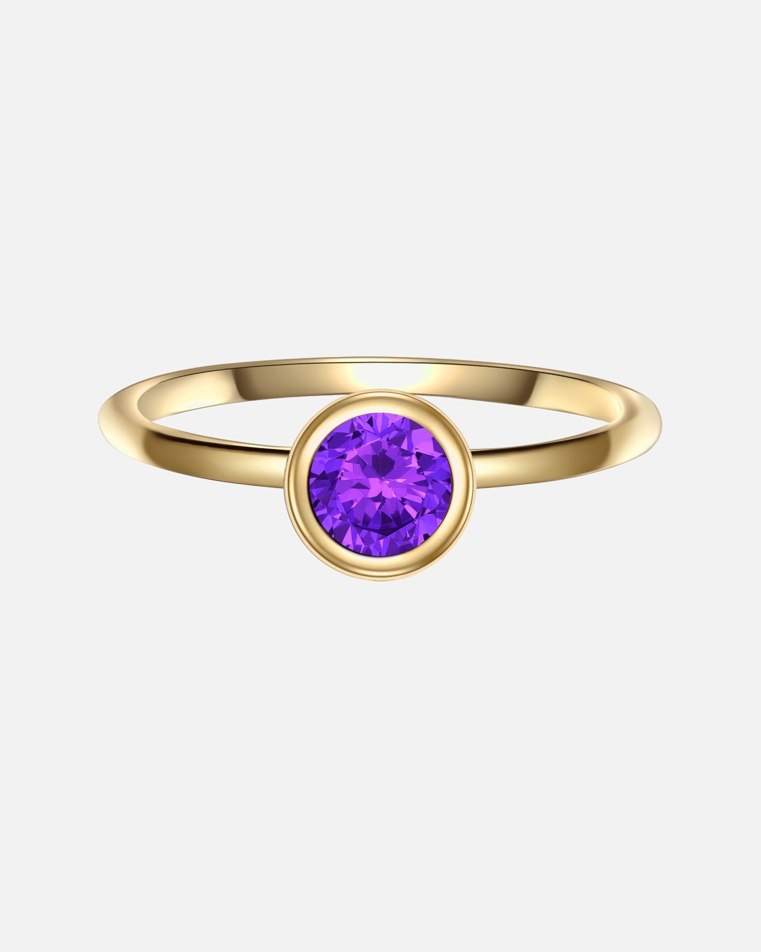 Ring für Weiblich Glanzstücke München Ring Sterling Silber Amethyst in Gelbgold 48