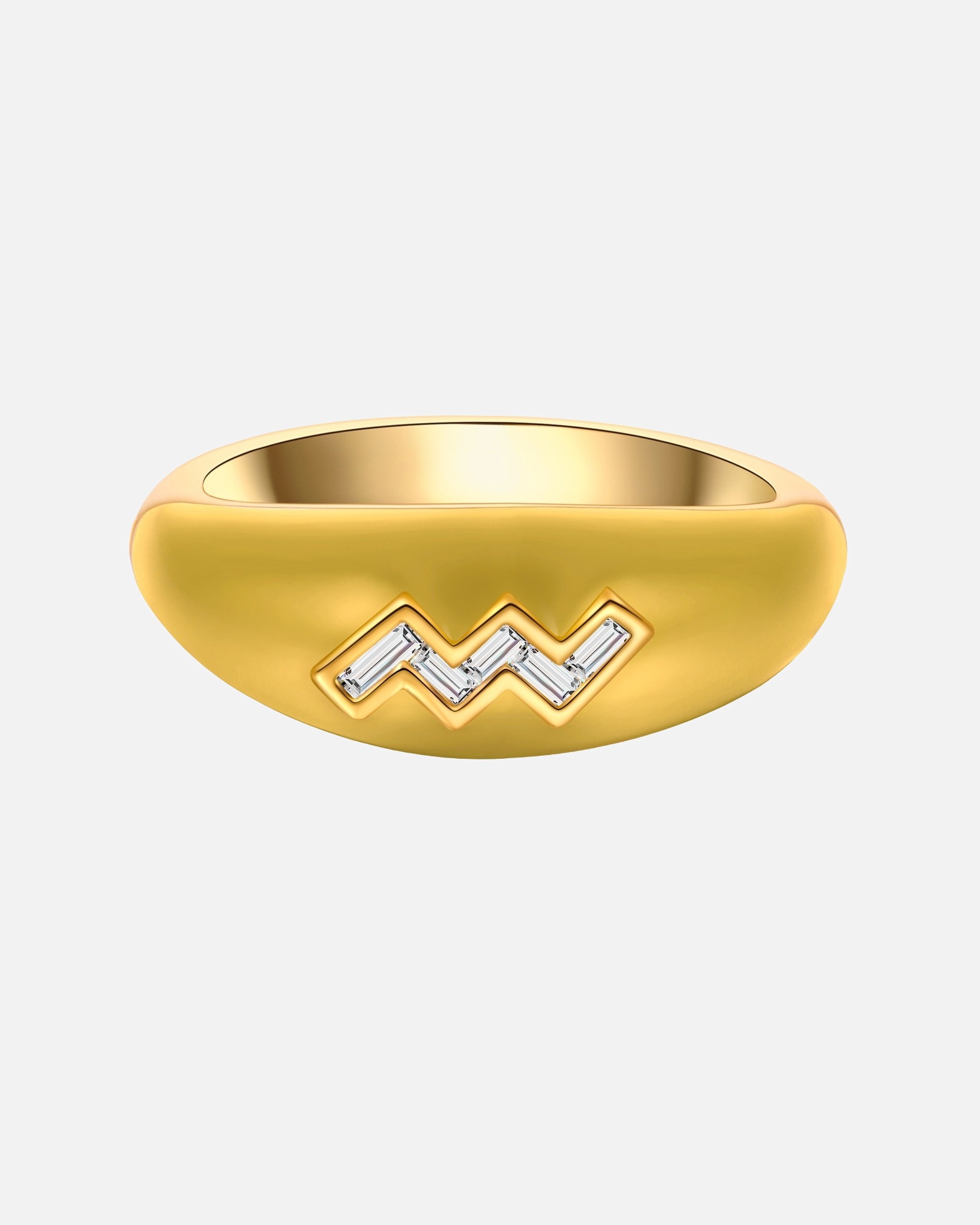 Ring für Weiblich Glanzstücke München Ring Sternzeichen Wassermann aus Sterling Silber in Gelbgold mit Zirkonia 52