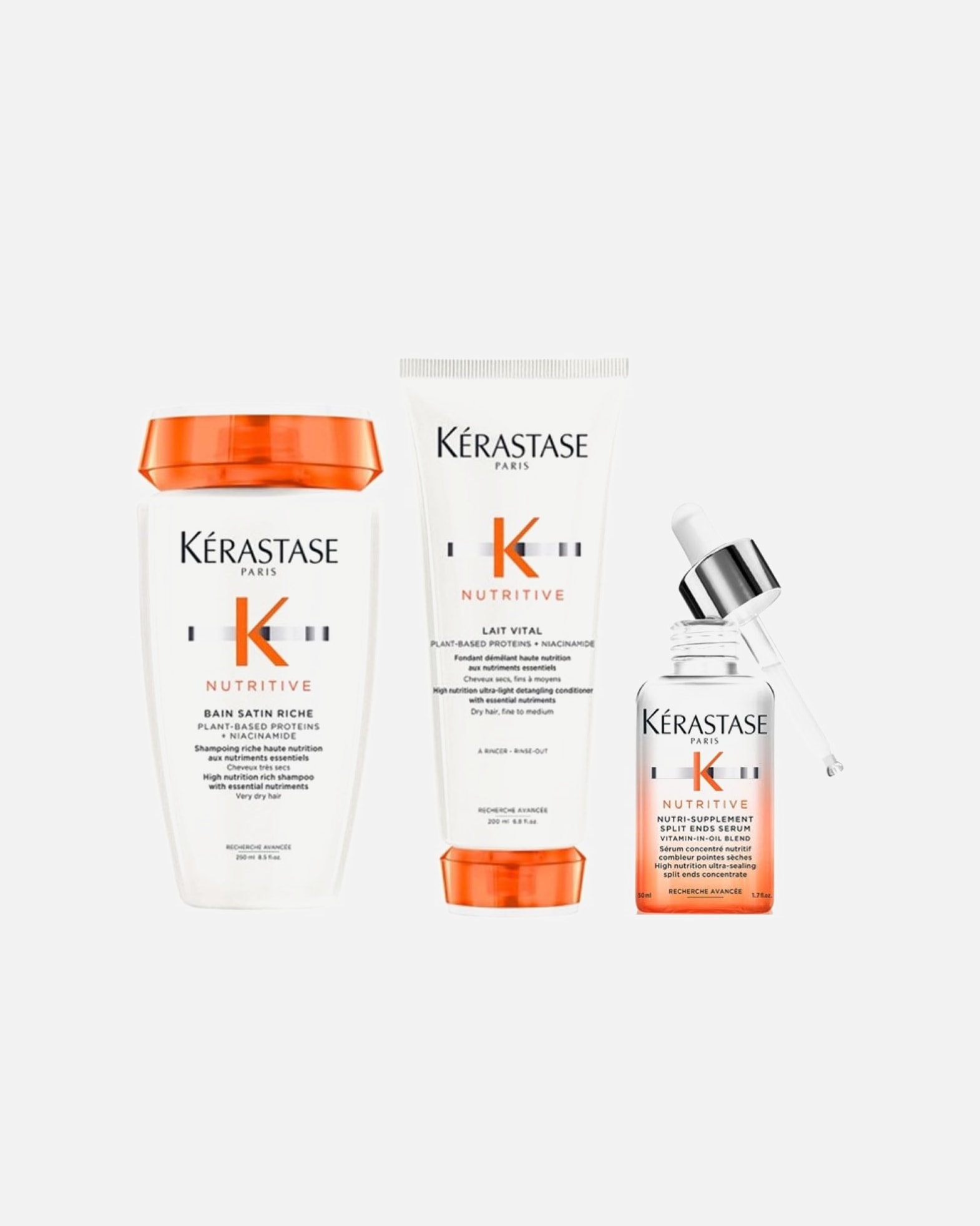 Haarpflegeset für Weiblich Kérastase Nutritive RICHE 3er Set (Bain / Lait Vital / Split Ends Serum) 1 Stück