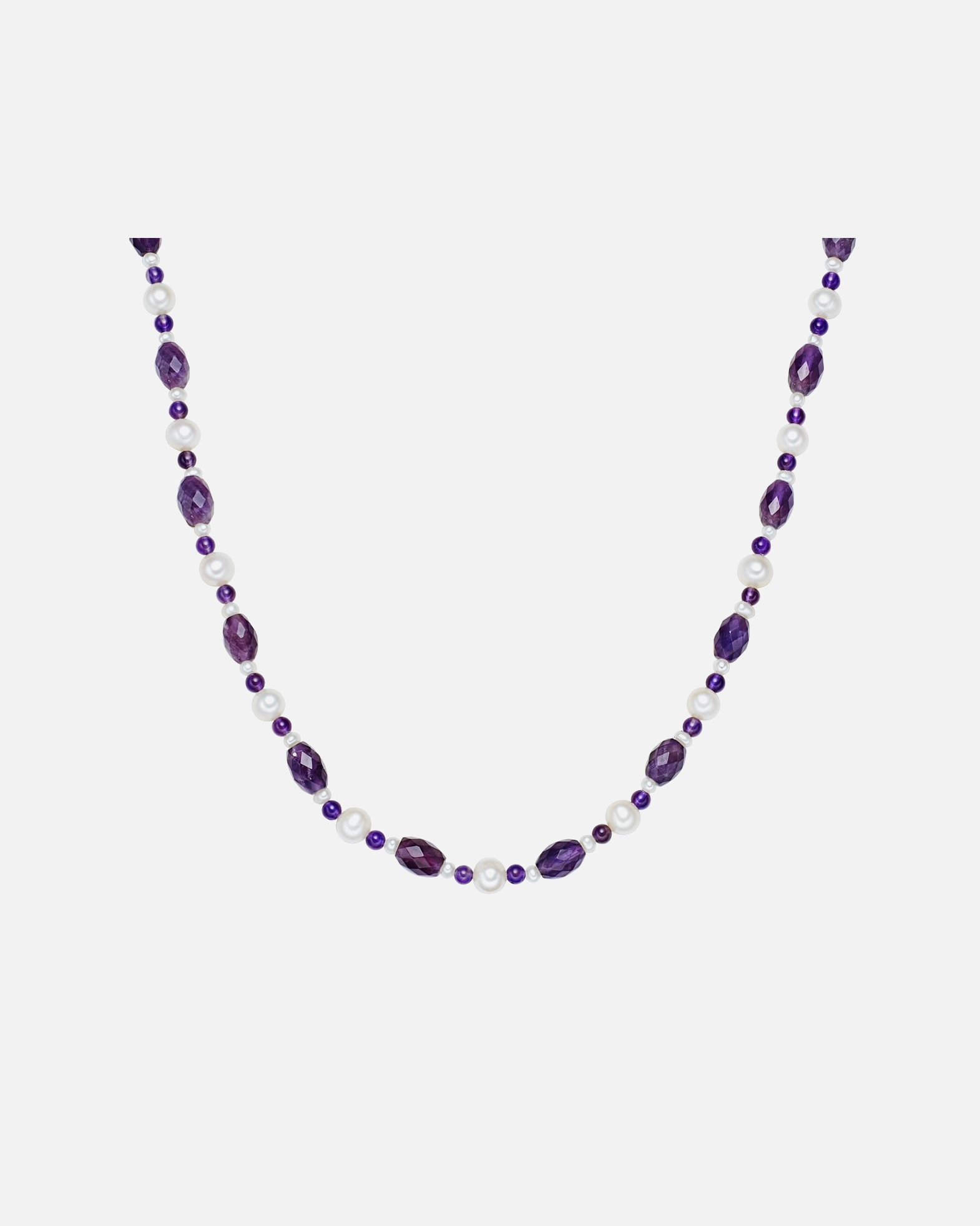 Halskette für Weiblich Valero Pearls Perlen-Kette Sterling Silber Amethyst Süßwasser-Zuchtperle in Silber 1 Stück