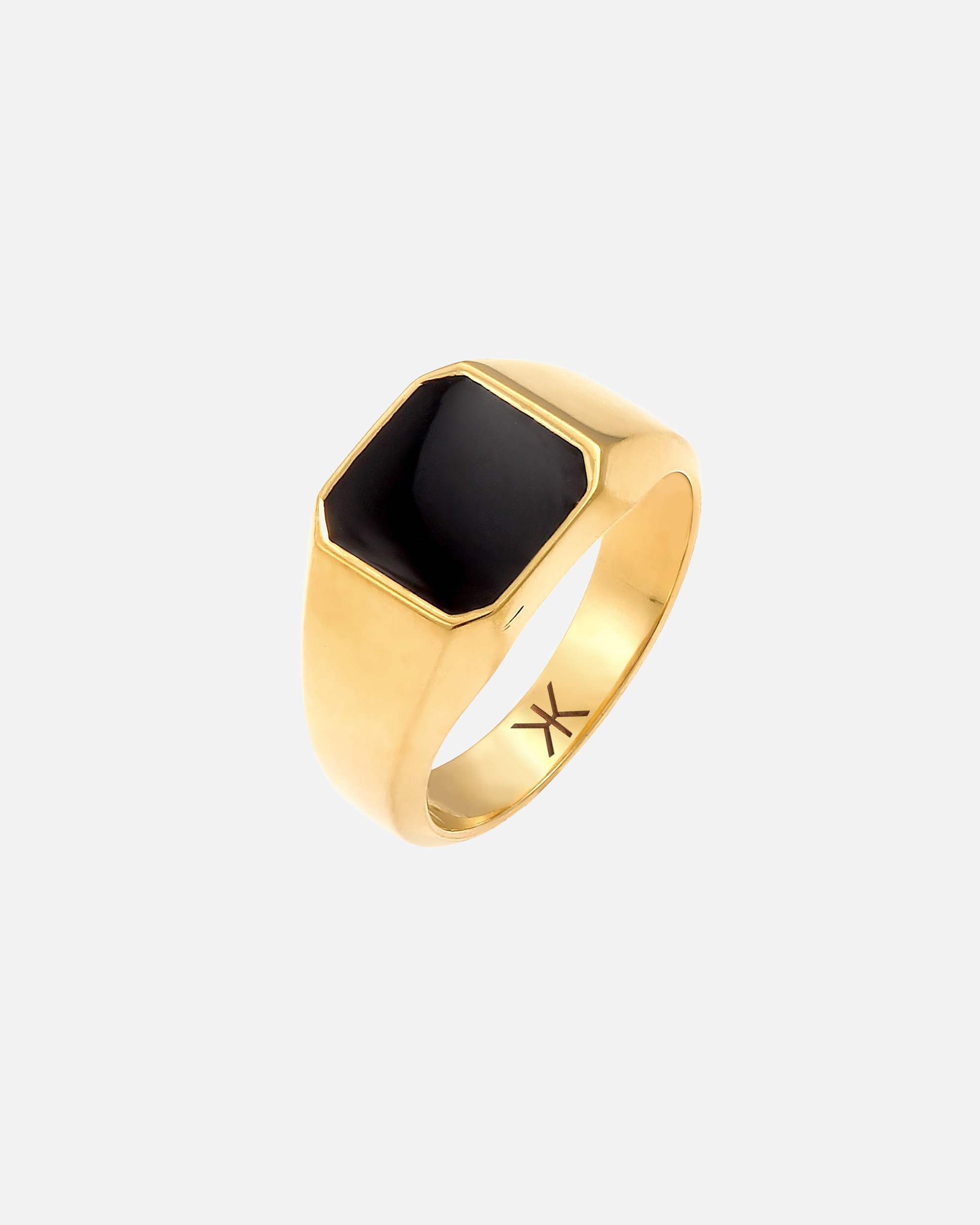 Ring für Männlich KUZZOI Herren Siegelring Emaille Schwarz Basic 925 Silber 56