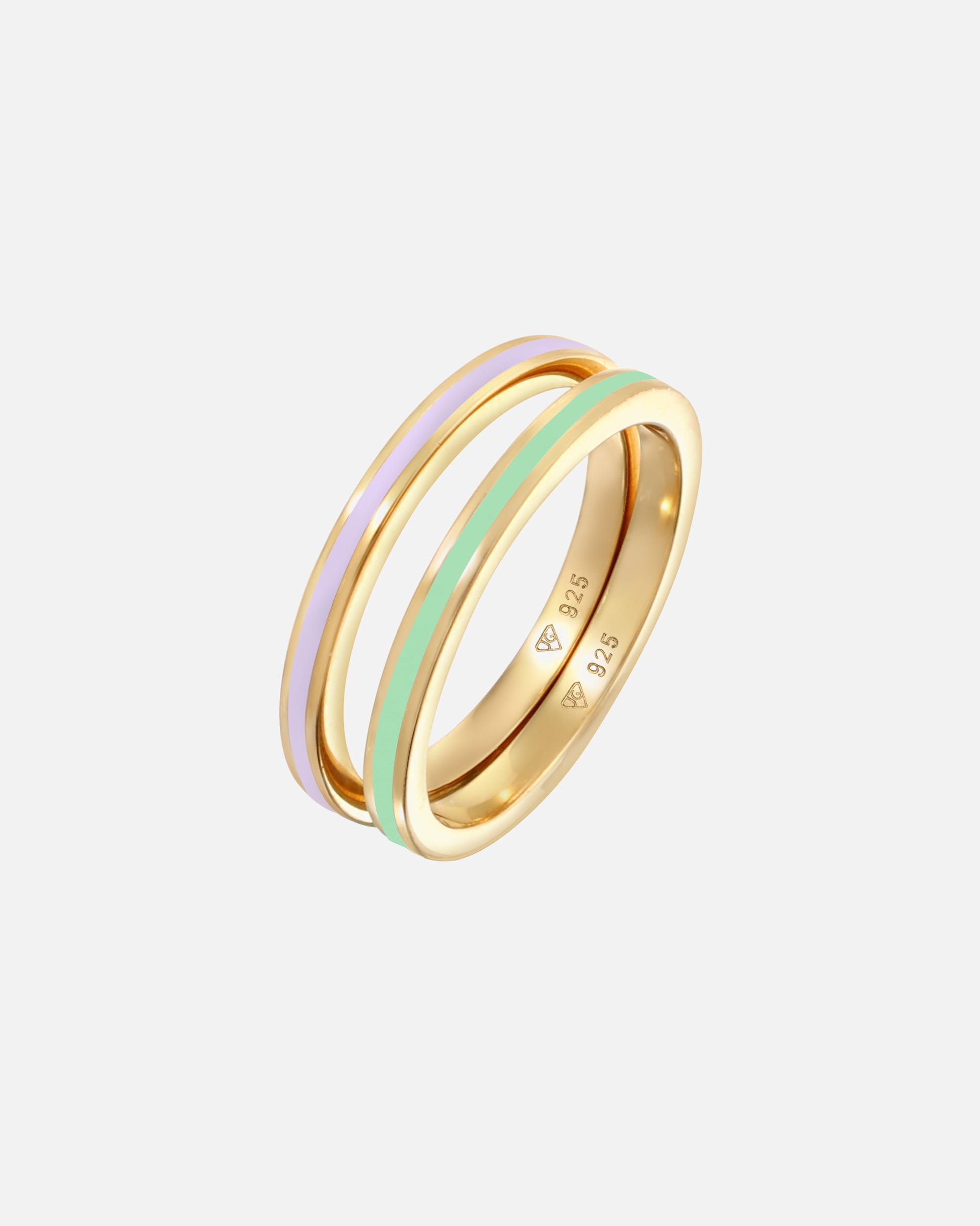 Ring für Weiblich Elli Bandring Basic Emaille 2er Set 925 Silber 52