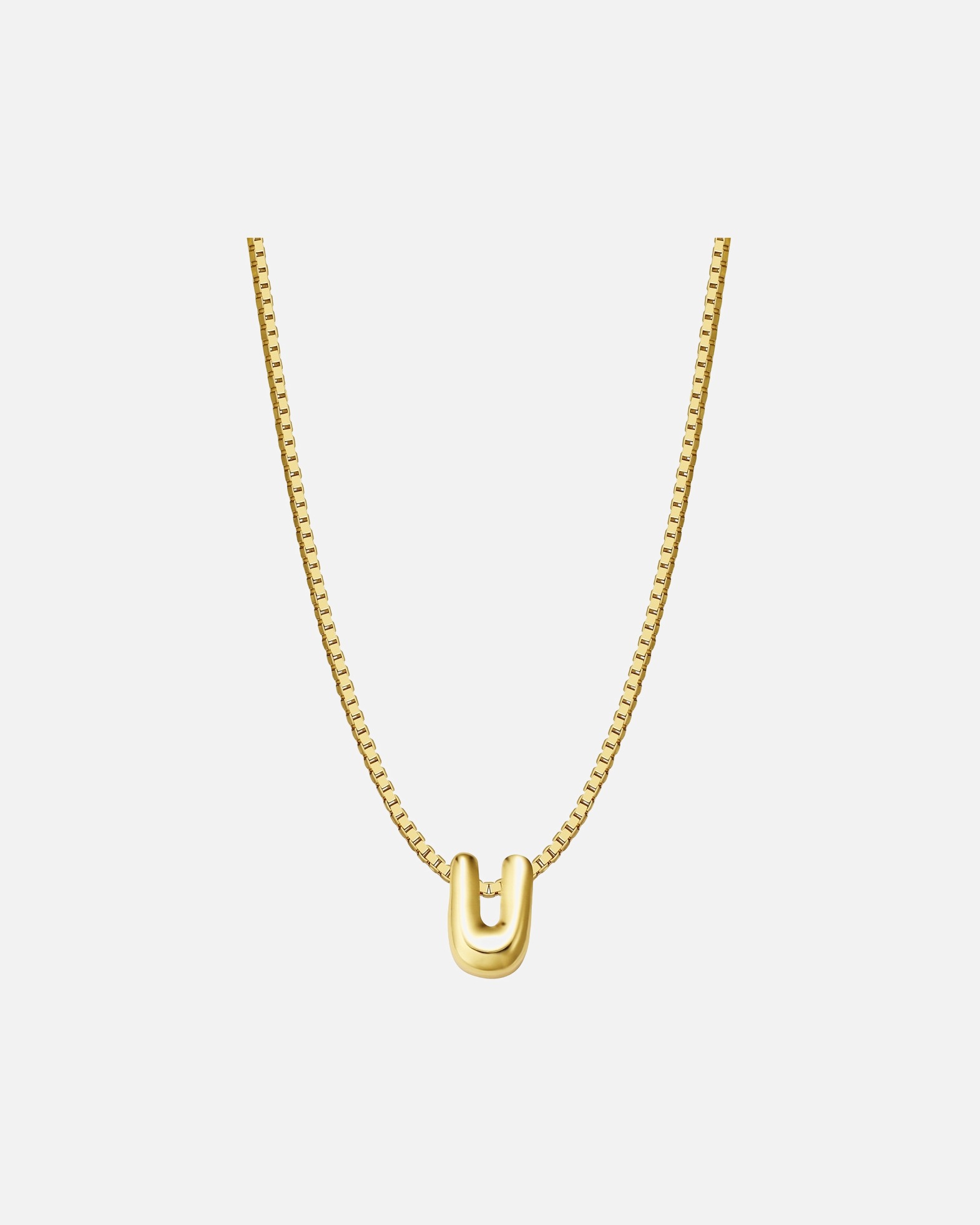 Halskette für Weiblich Halskette Buchstabe U aus Sterling Silber in gelbgold 40,0 cm Basiskette + 5,0 cm Verlängerung