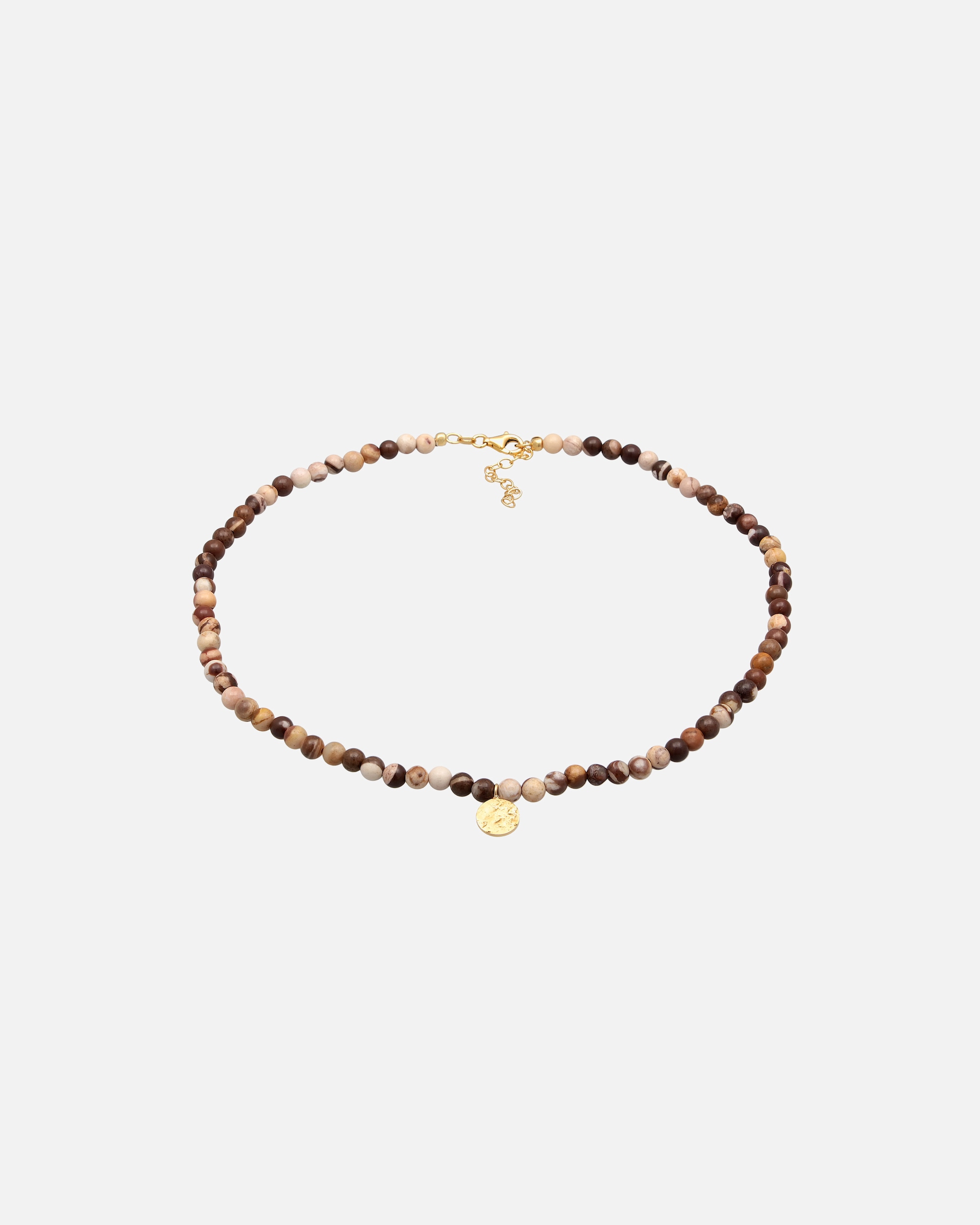 Halskette für Weiblich Elli PREMIUM Jasper Edelstein Perlen Plättchen 925 Silber vergoldet 1 Stück