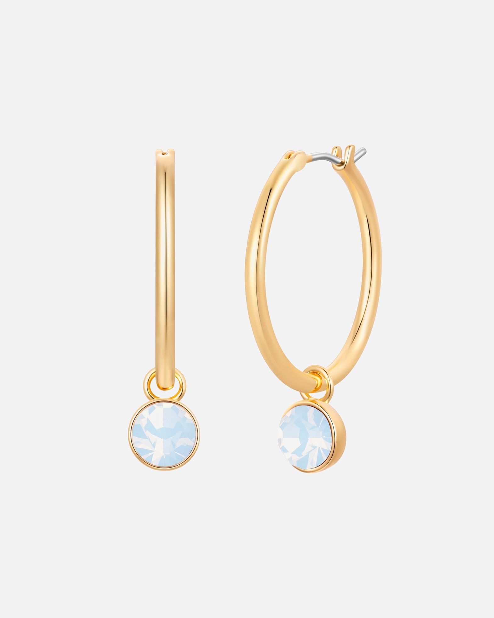 Creolen für Weiblich Lulu & Jane Creolen aus Messing in Gelbgold mit Glaskristall 31,5 mm