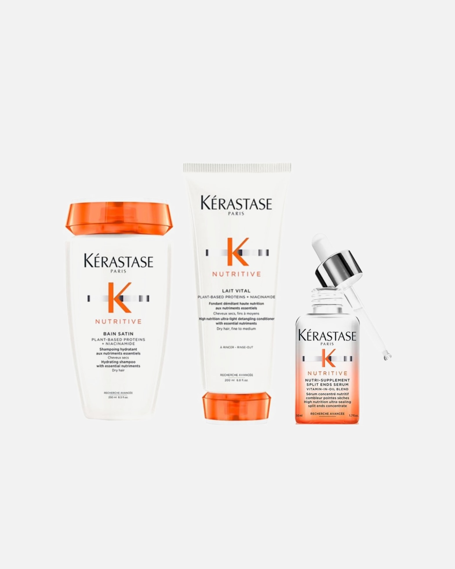 Haarpflegeset für Weiblich Kérastase Nutritive 3er Set (Bain / Lait Vital / Split Ends Serum) 1 Stück