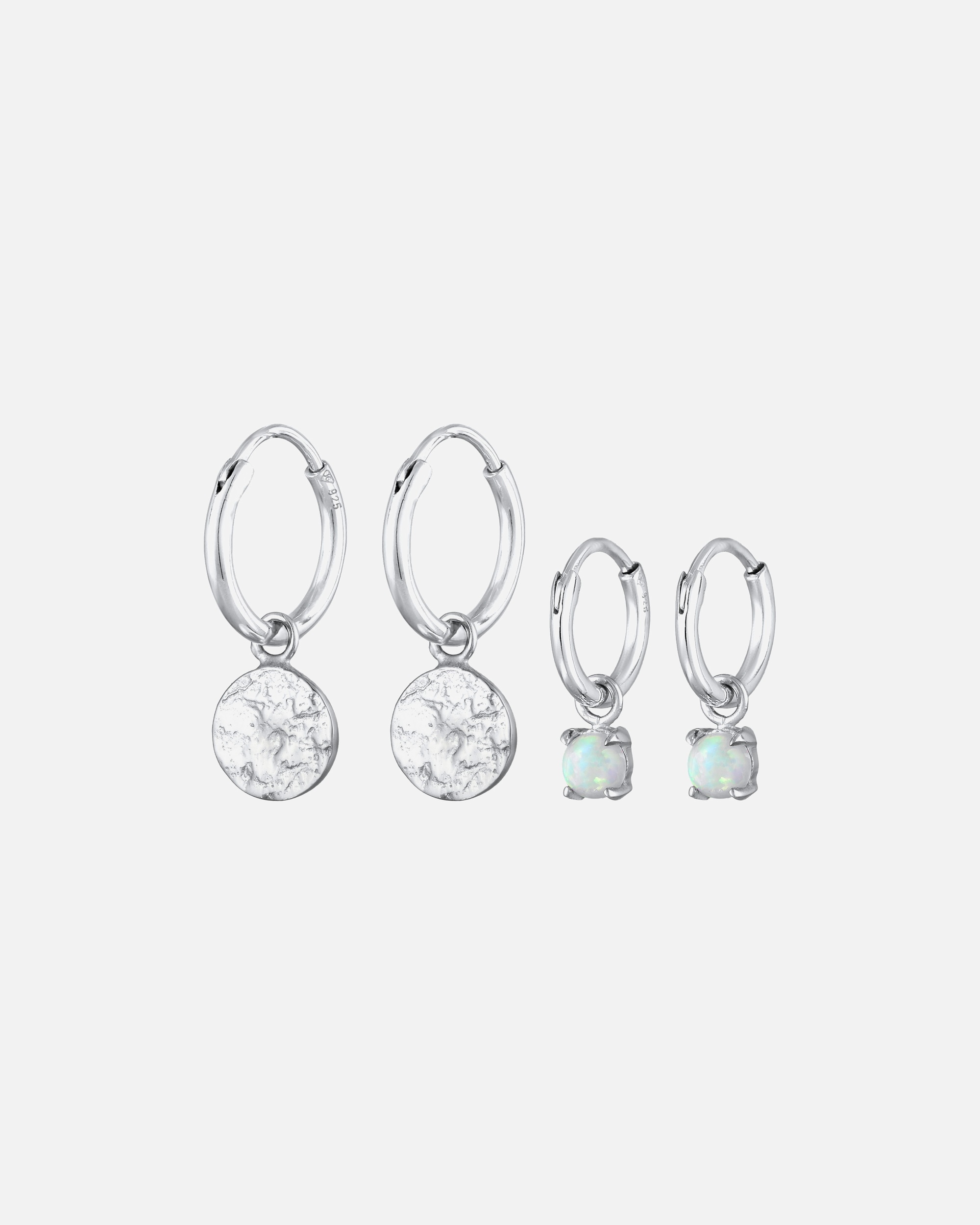 Ohrringe für Weiblich Elli Creolen Plättchen Opal Edelstein 2er Set 925 Silber 1 Stück