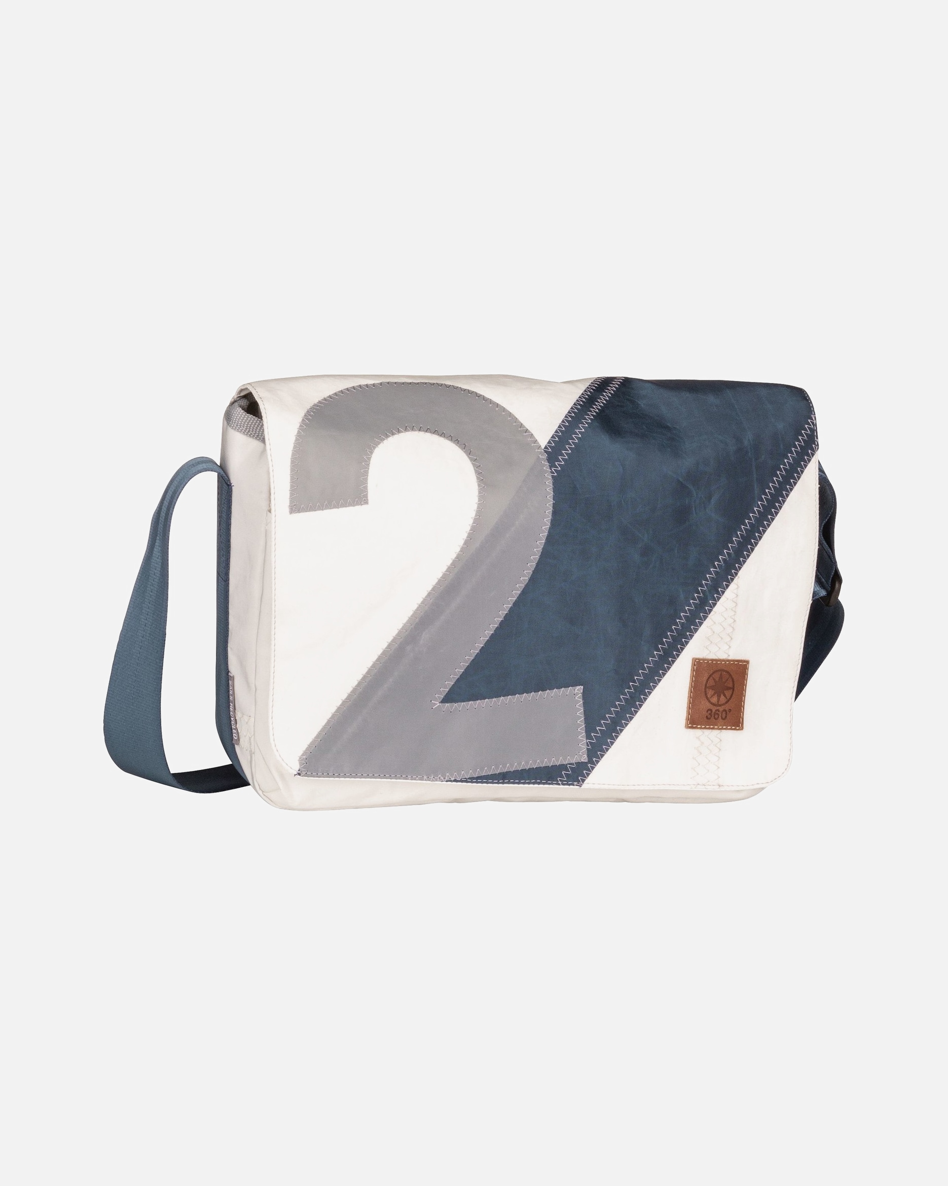 Umhängetasche für Unisex 360Grad Umhängetasche Barkasse Mini Weiß/Streifen Blau/Zahl Grau