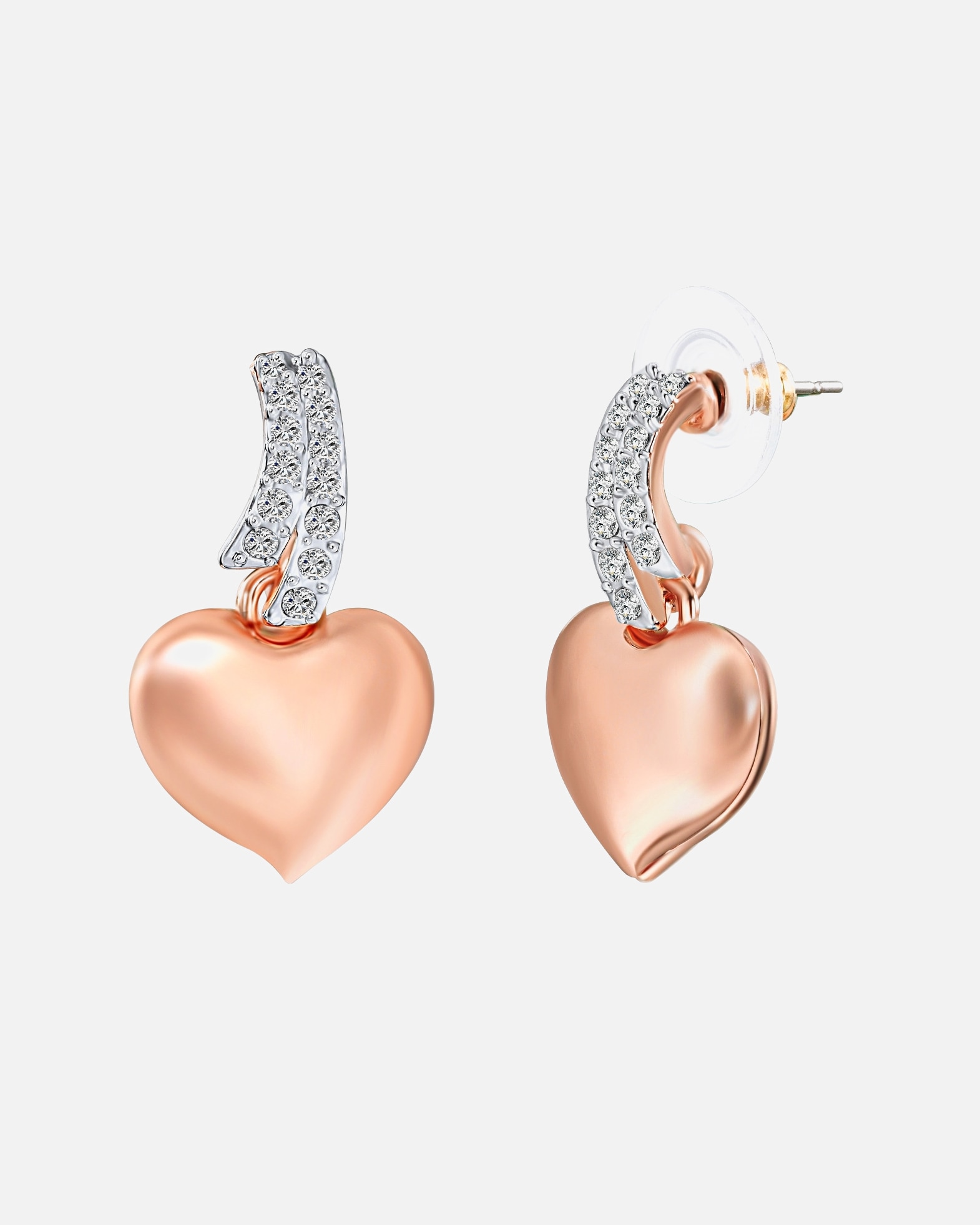 Ohrringe für Weiblich Lulu & Jane Ohrhänger Herz Metall-Legierung verziert mit Kristallen von Swarovski® in Roségold/Silber 1 Stück