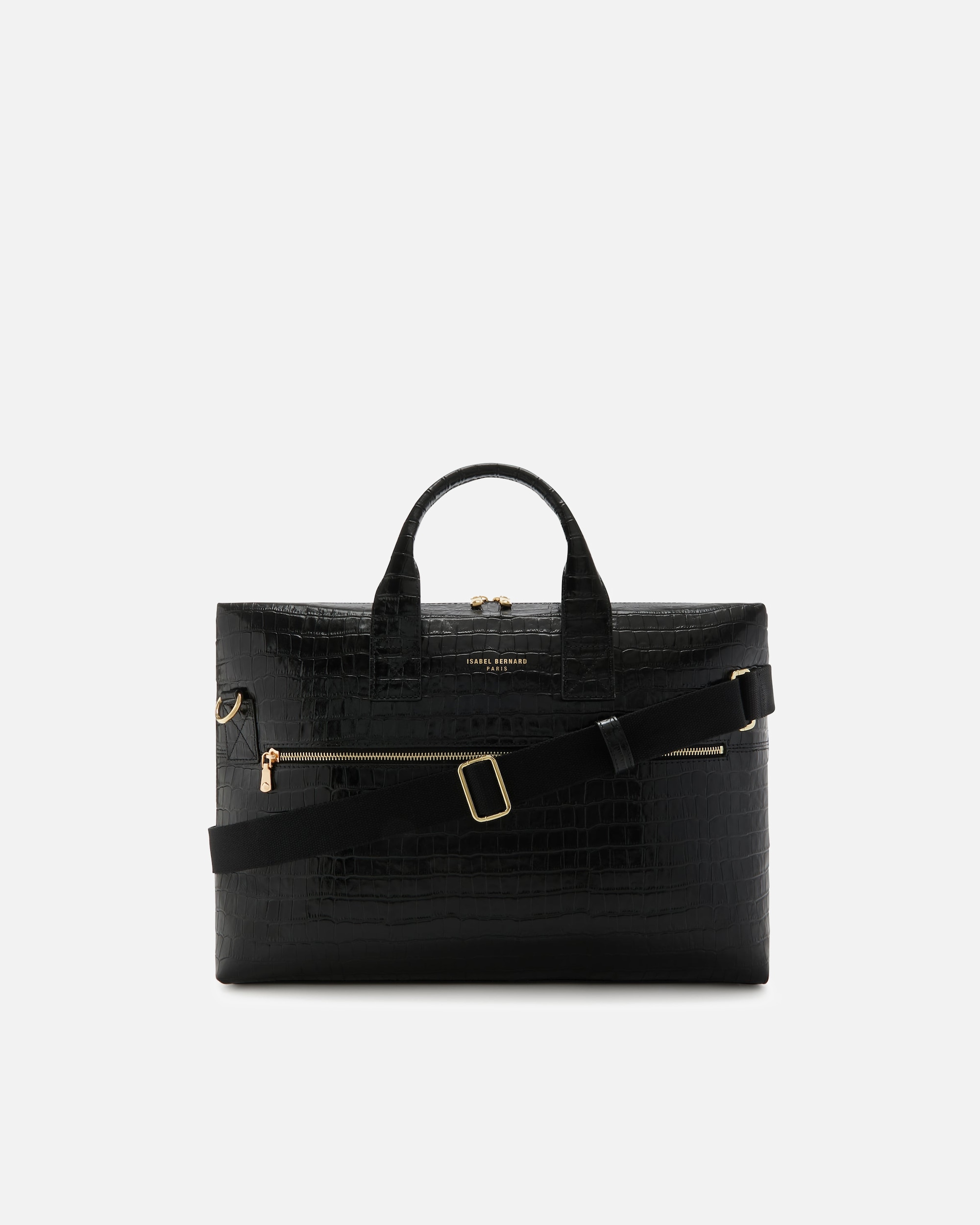 Tasche für Weiblich Isabel Bernard Isabel Bernard Honoré Anique Kroko Handtasche aus schwarzem Kalbsleder IB25072 Schwarz