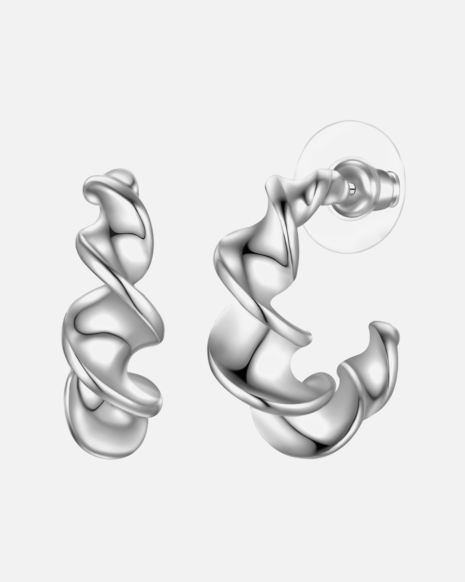 Creolen für Weiblich Yokoamii Creolen aus Metall-Legierung in Silber 1 Stück
