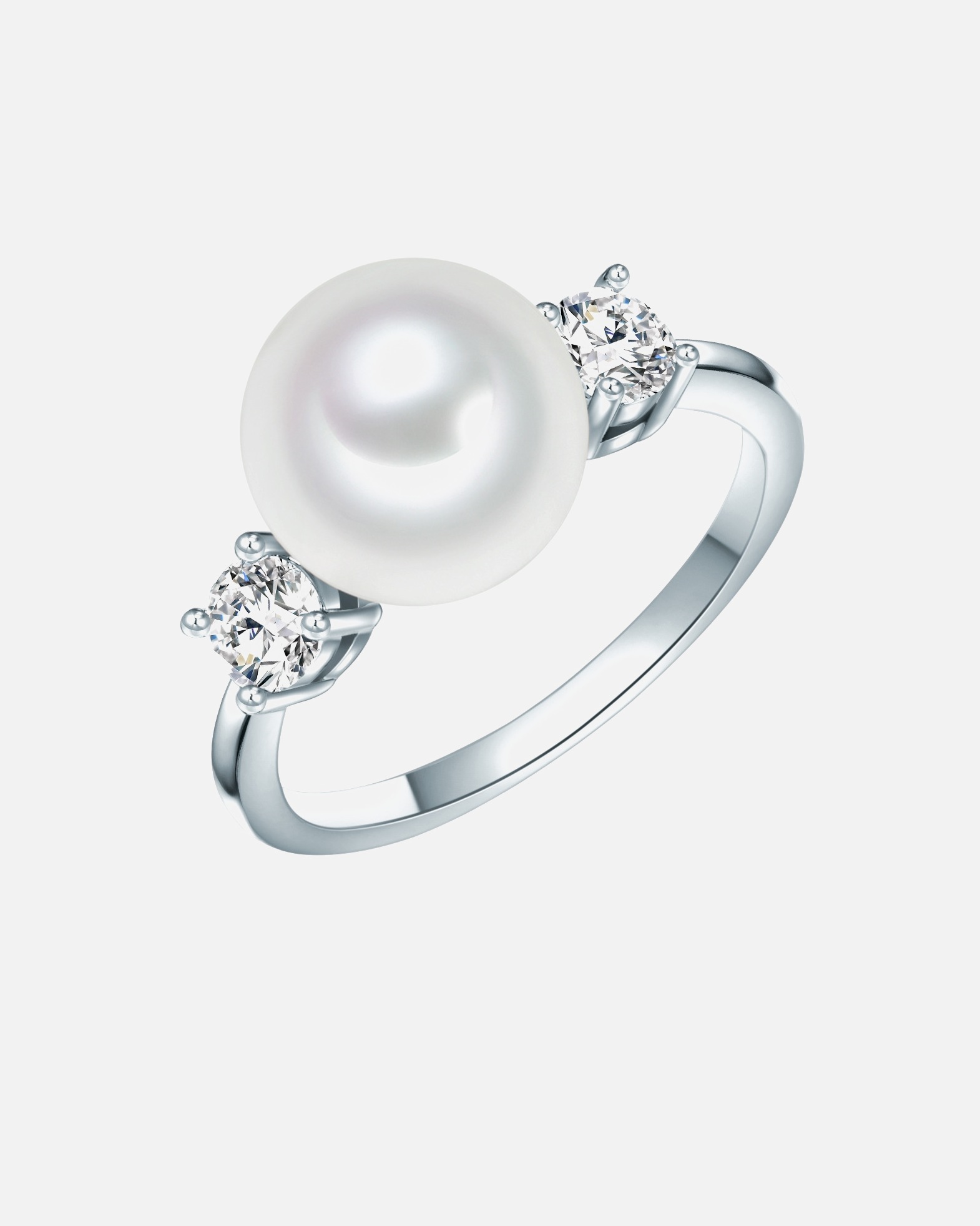Ring für Weiblich Lulu & Jane Perlen-Ring Messing Zirkonia Muschelkernperle in Silber 52