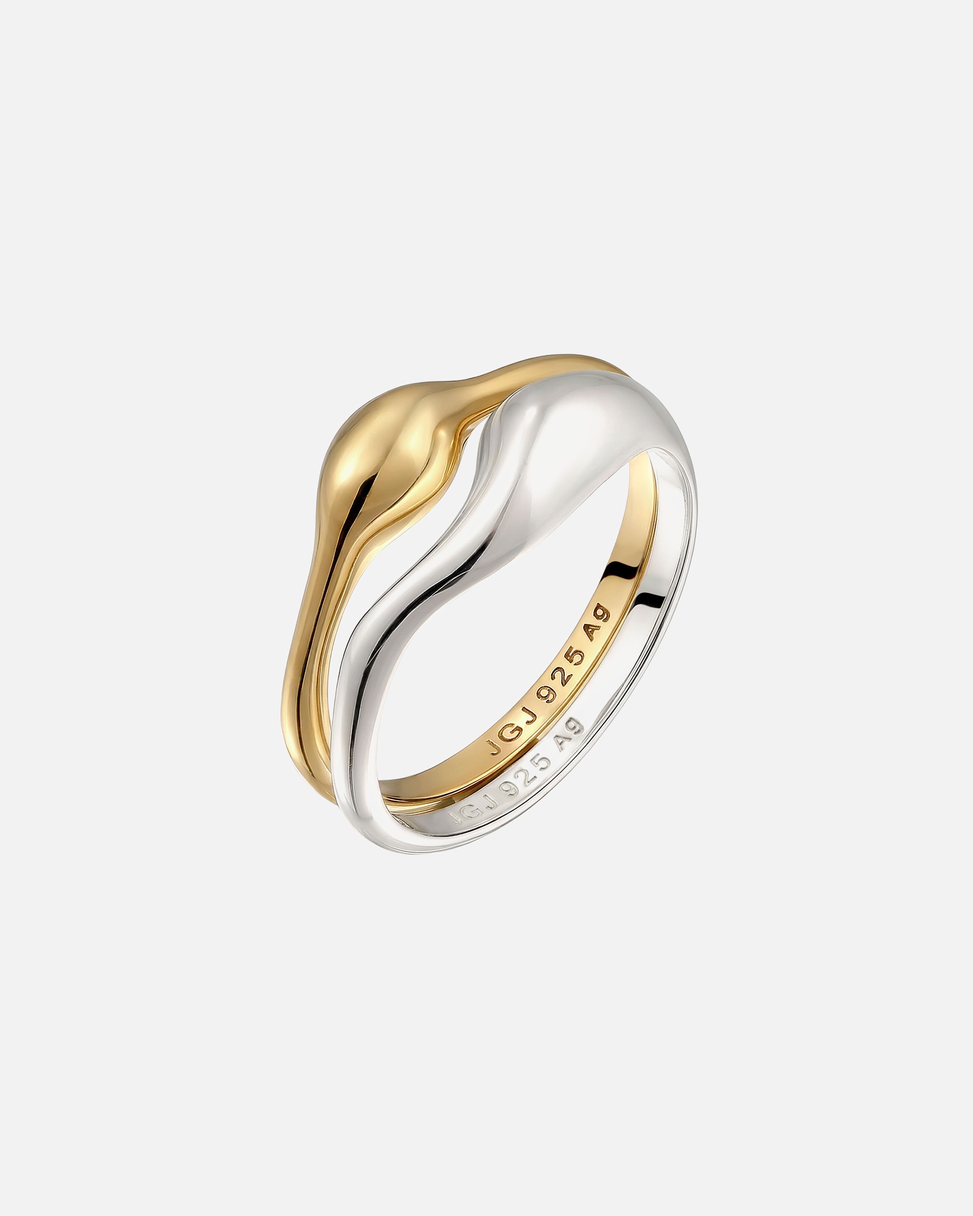 Ring für Weiblich Elli Ringset Duo Bicolor 925 Sterling Silber vergoldet 52