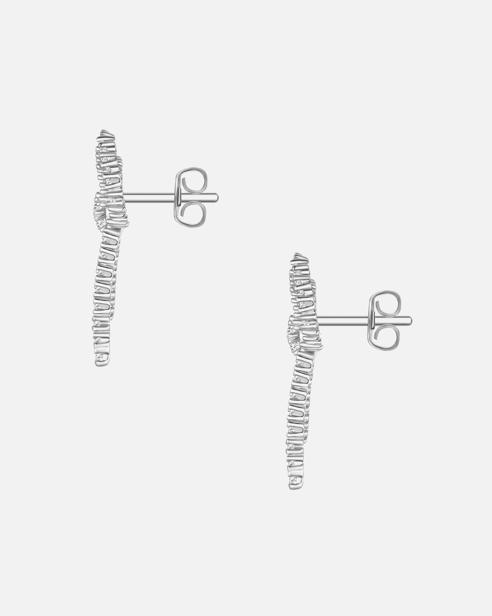 Ohrringe für Weiblich Yokoamii Ohrstecker Schleife aus Messing in silber mit Zirkonia 24,5 mm