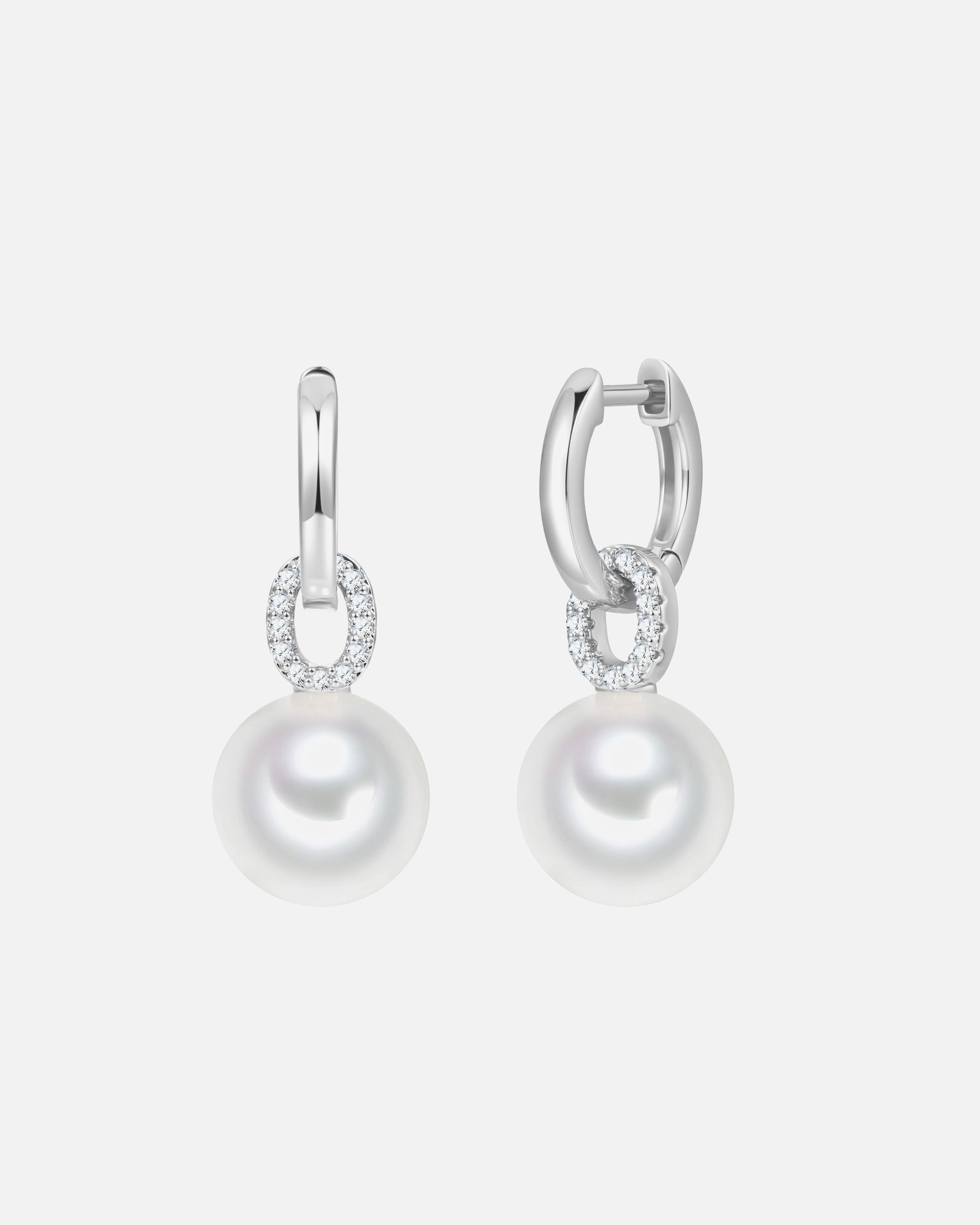 Ohrringe für Weiblich Lulu & Jane Perlen-Ohrhänger aus Messing in silber mit Zirkonia Glasperle 24,1 mm