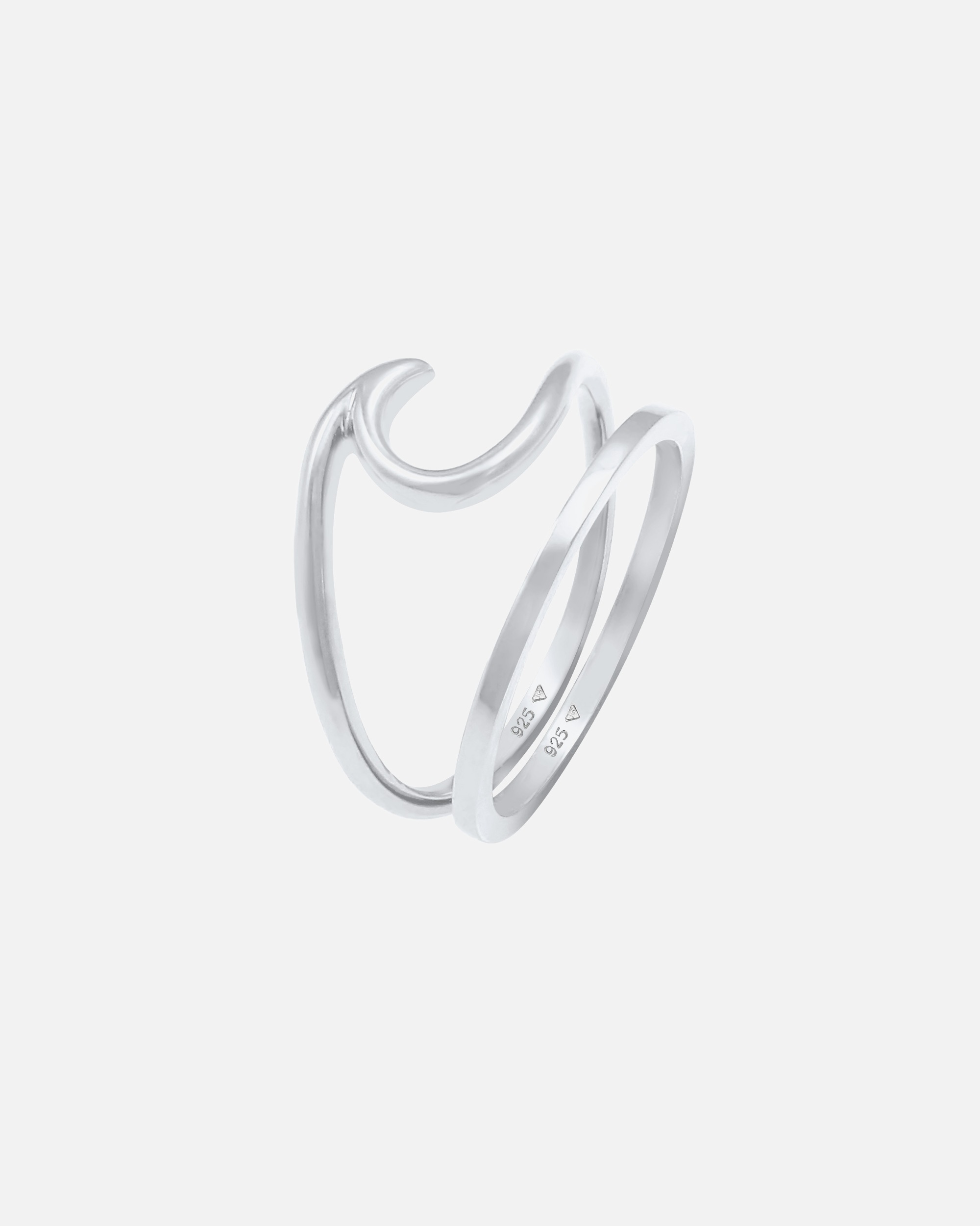 Ring für Weiblich Elli 2er Set Wave Welle Bandring Basic 925 Silber 52