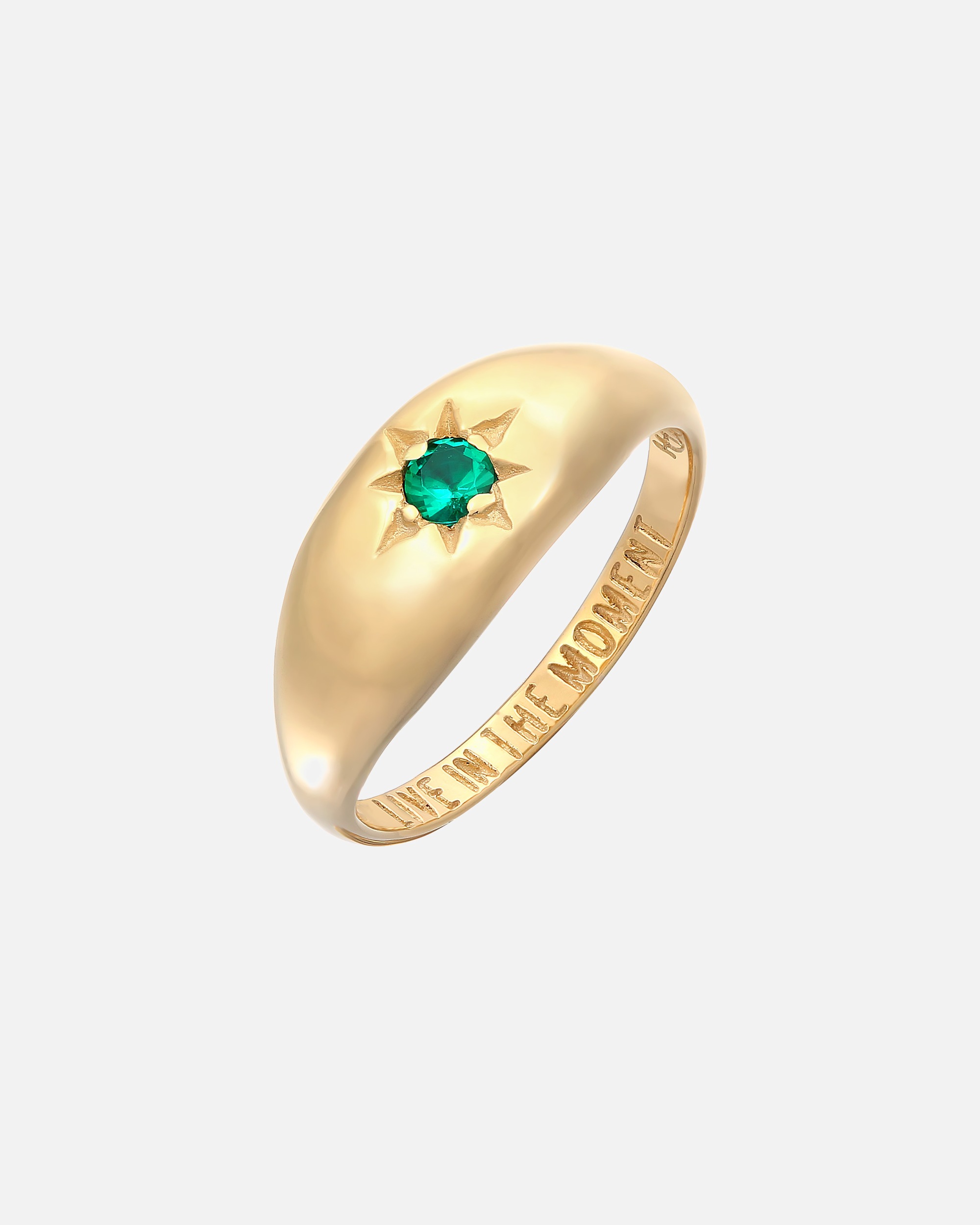 Ring für Weiblich Haze & Glory Default Brand Line Siegelring Smaragd - Moment 375 Gelbgold 52