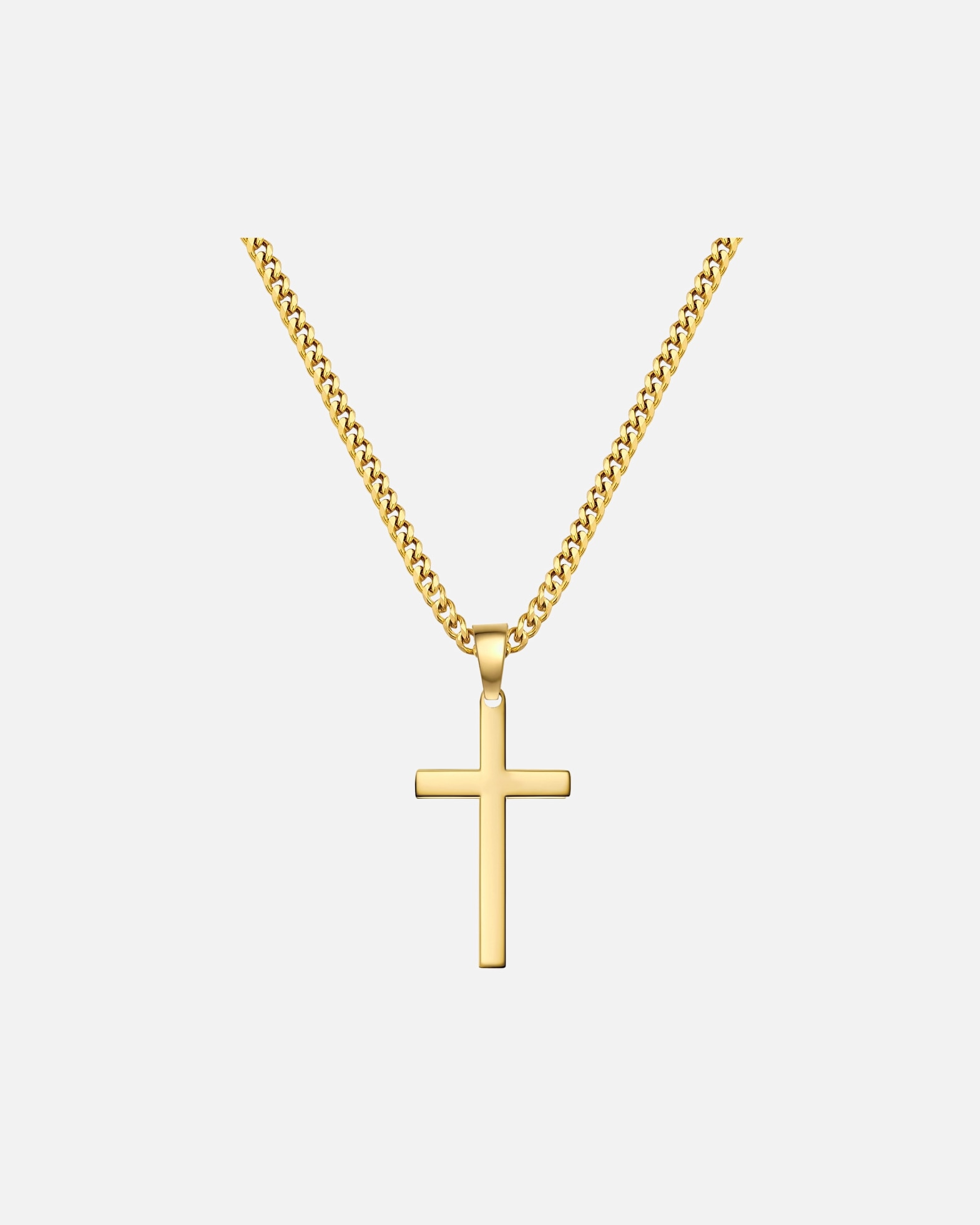 Halskette für Männlich True Rebels Halskette Kreuz aus Edelstahl in gelbgold 55,0 cm Basiskette + 3,0 cm Verlängerung