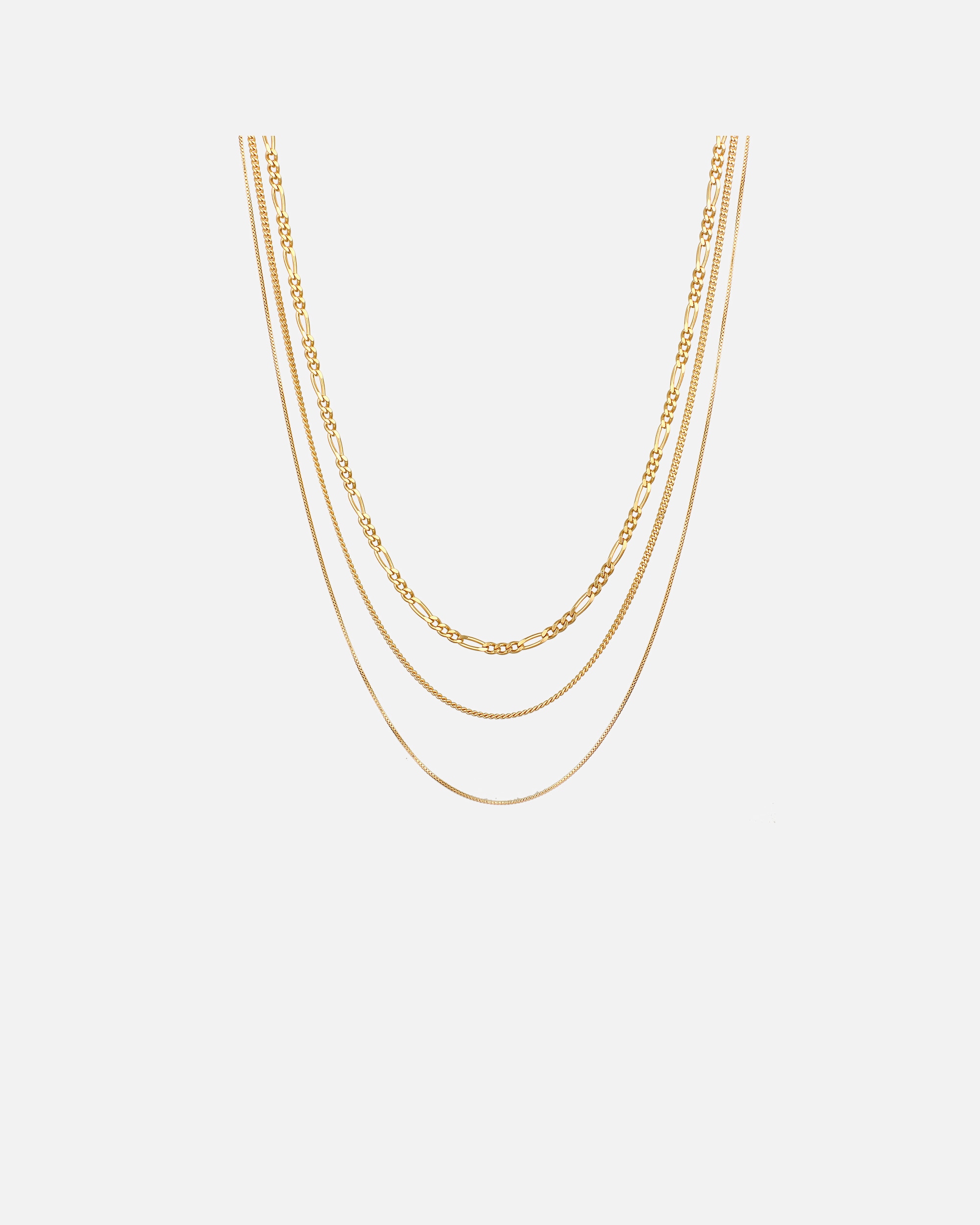 Halskette für Männlich KUZZOI Basic Gliederketten 3er Set 925 Sterling Silber Gold