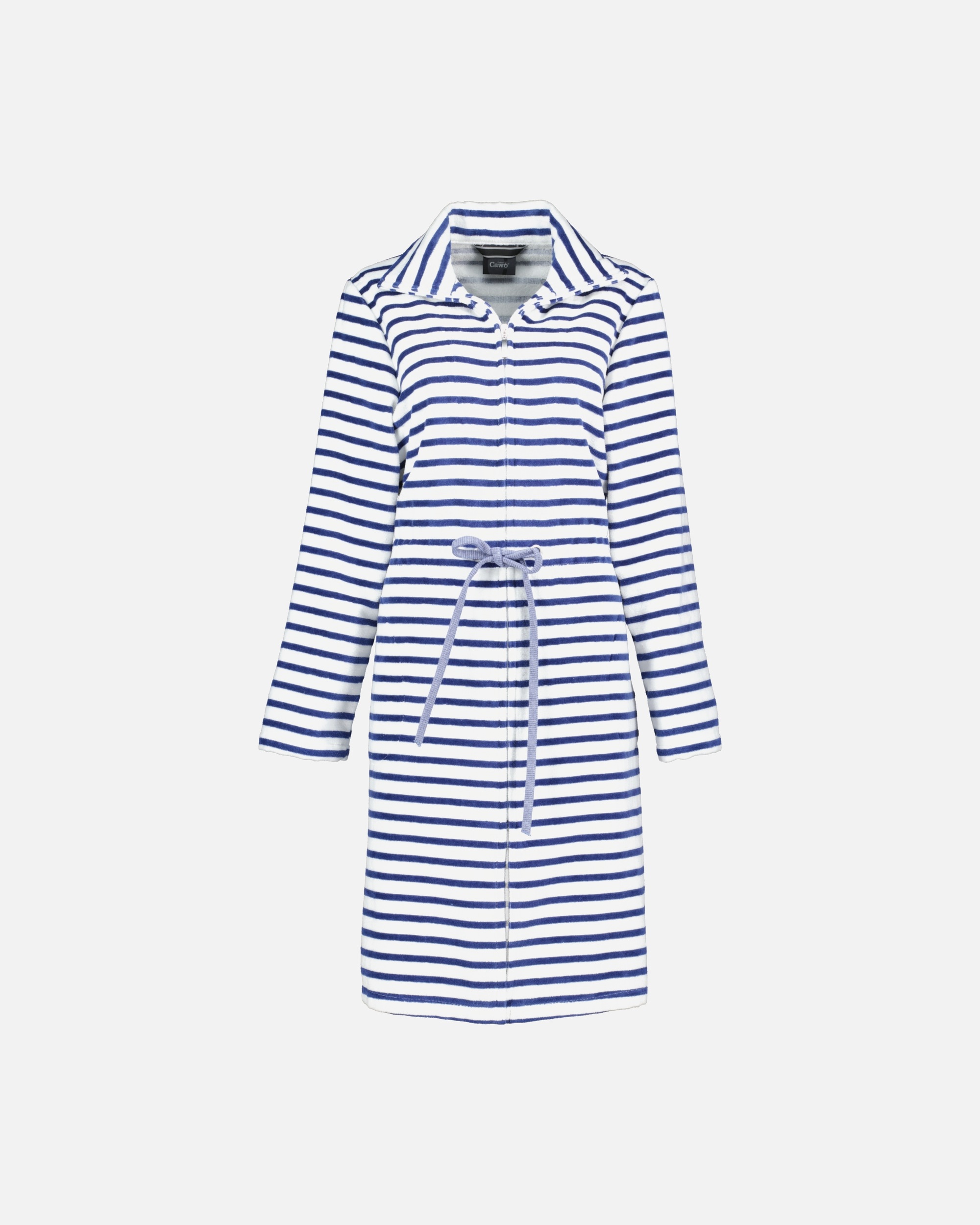 Bademantel für Weiblich Cawö Cawö Bademäntel Damen Reißverschluss Breton 6597 navy - 16 L