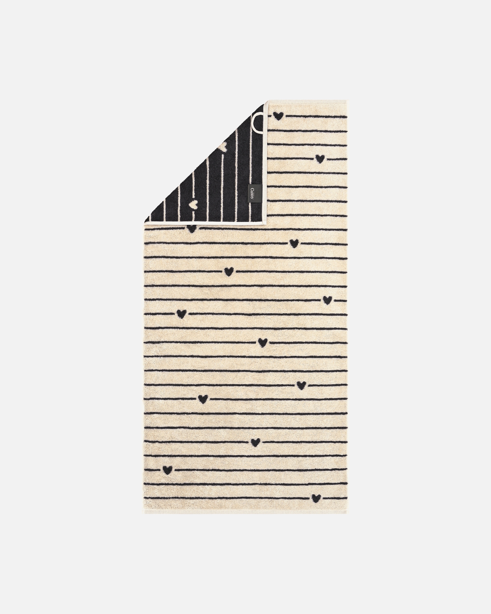 Handtuch für Unisex Cawö Cawö Handtücher Heart Beats Lines & Hearts 6276 basalt - 37 Handtuch 50x100 cm