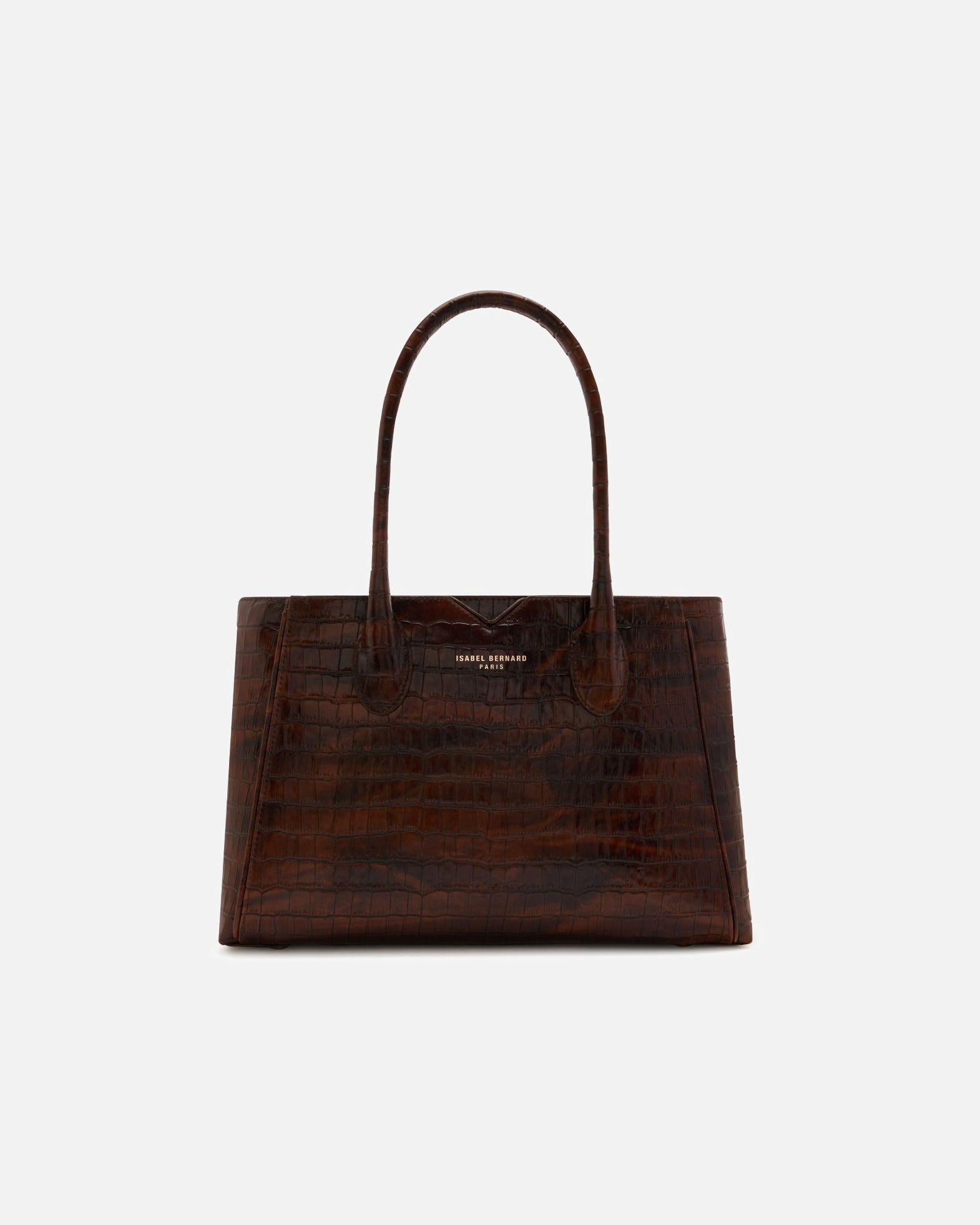 Tasche für Weiblich Isabel Bernard Isabel Bernard Honoré Cloe Midi Kroko Braun Kalbsleder Handtasche IB25082-230 Braun