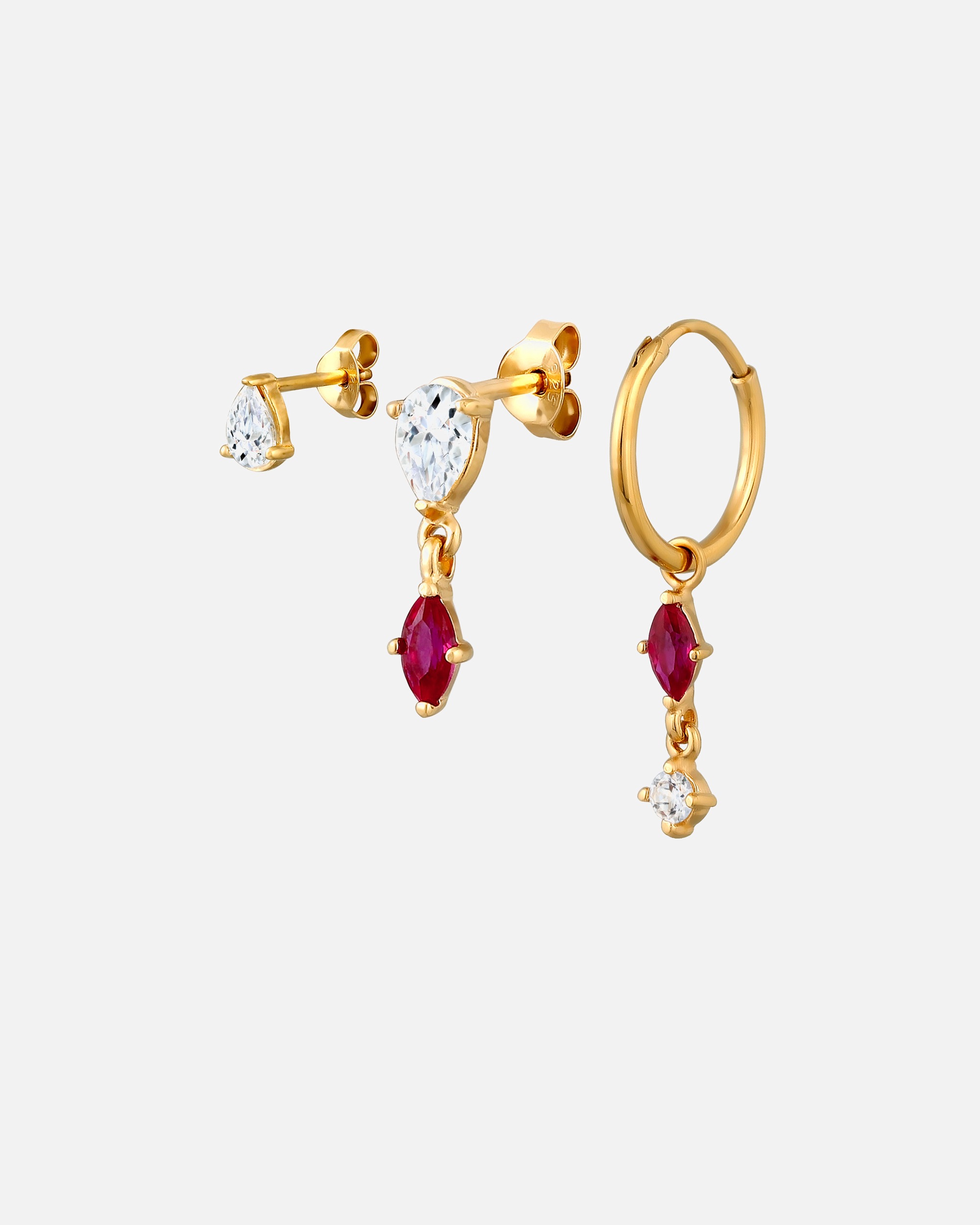 Ohrringe für Weiblich Elli Ohrstecker Creole Set mit Rubin Topas Edelstein 925 Sterling Silber 1 Stück